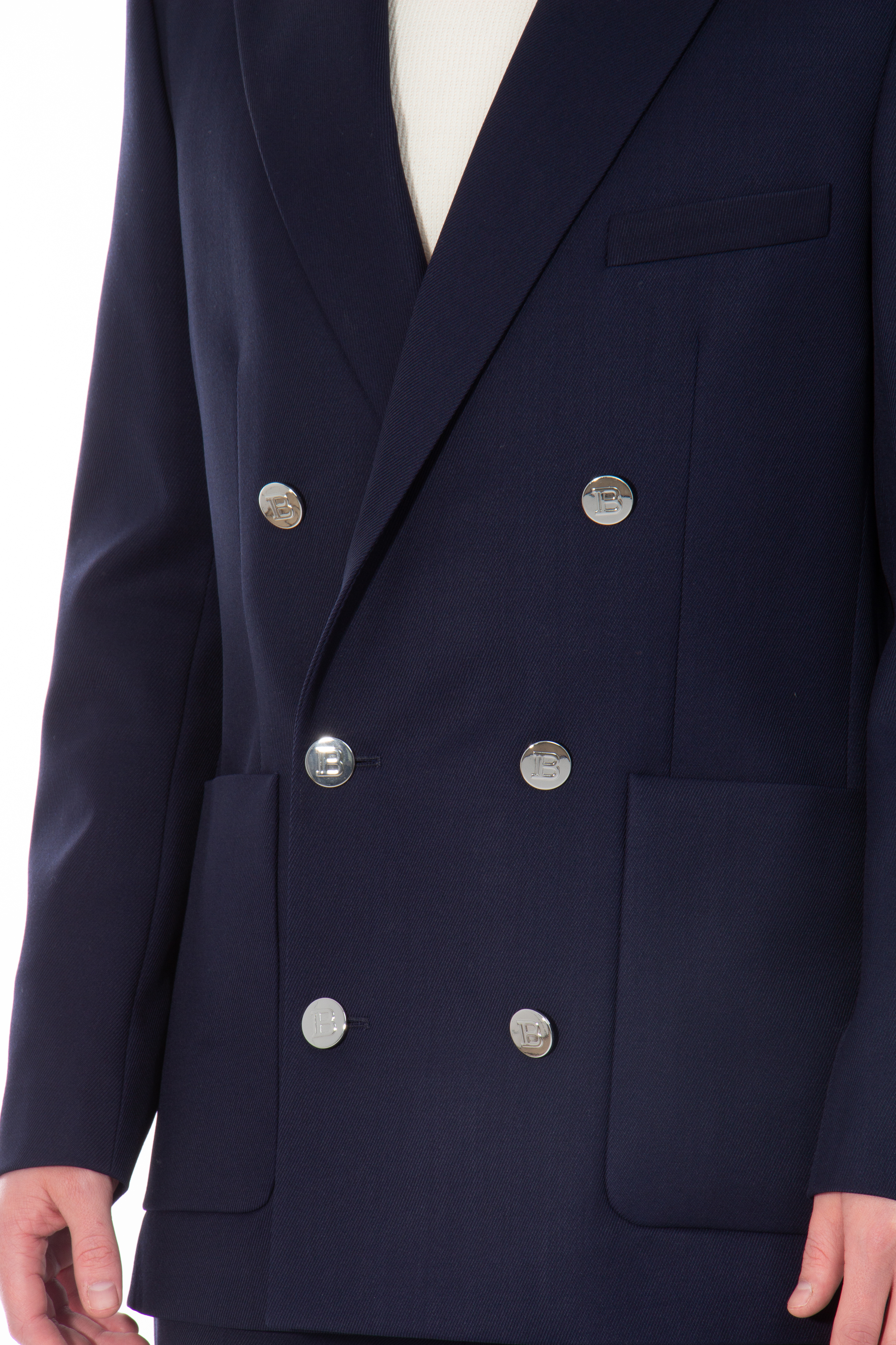 BALMAIN Double Breasted Virgin Wool Blazer