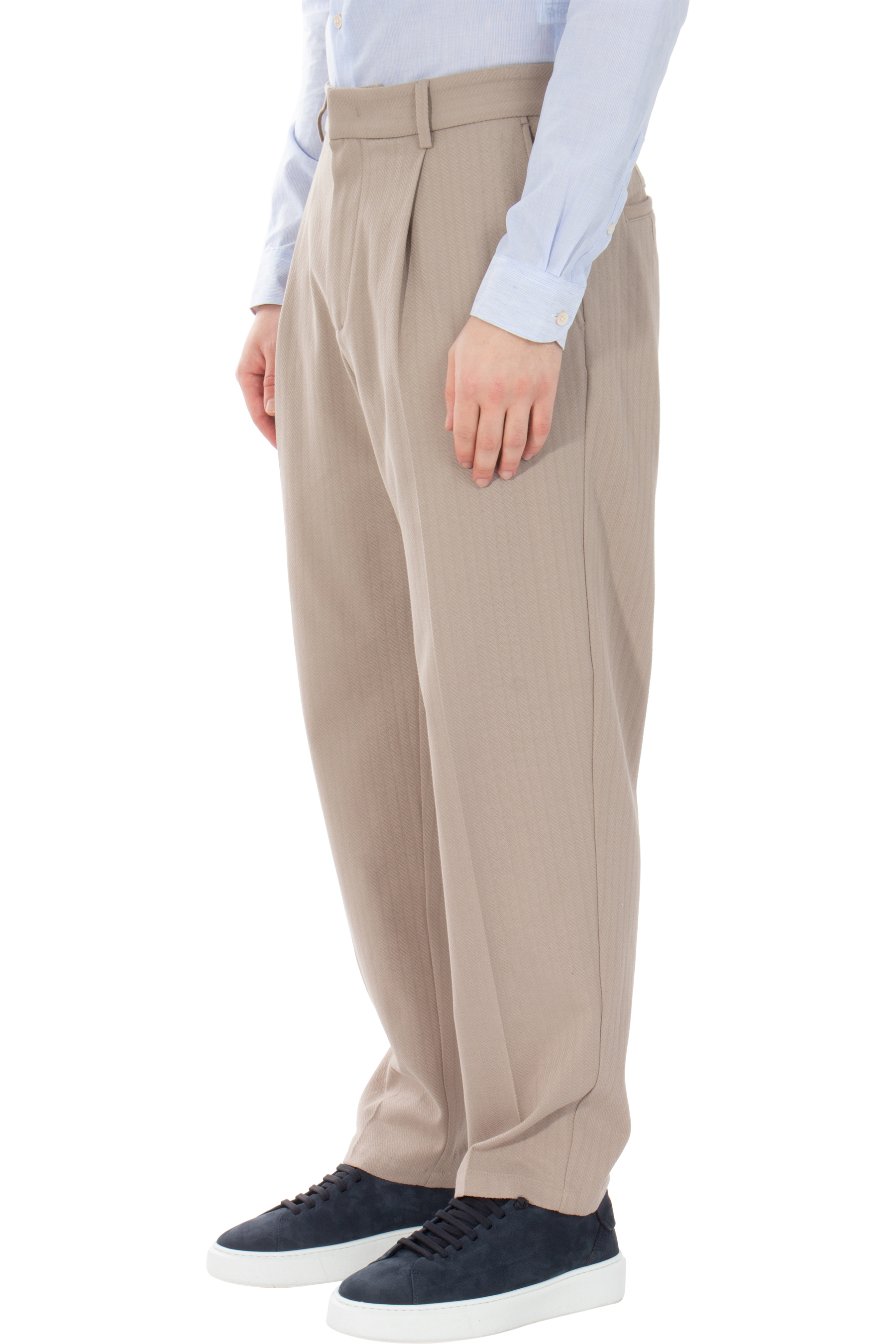 EMPORIO ARMANI Pleated Jacquard Cotton Jersey Pants EMPORIO ARMANI Pleated Jacquard Cotton Jersey Pants