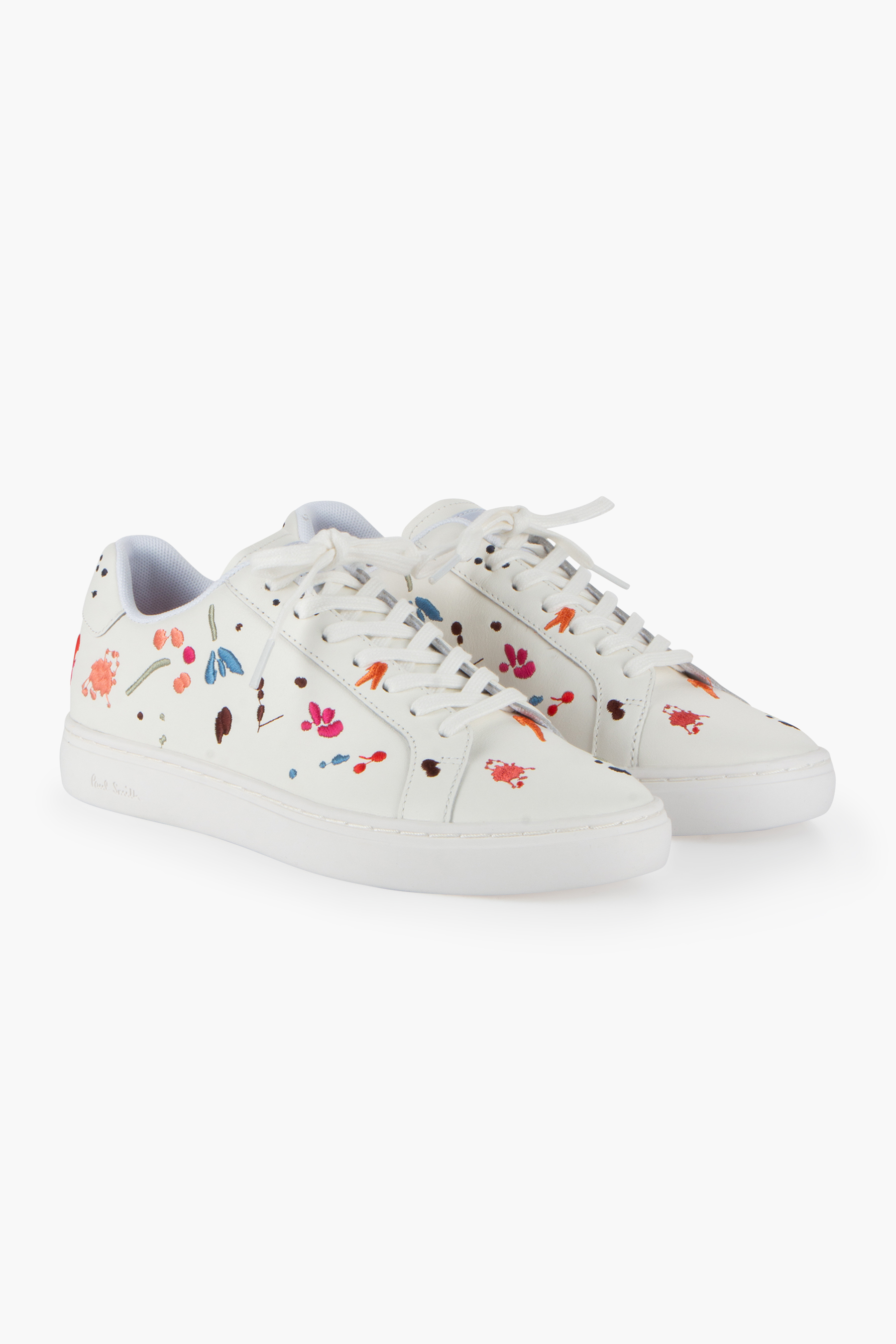 PAUL SMITH Paint Splash Embroidery Leather Sneakers