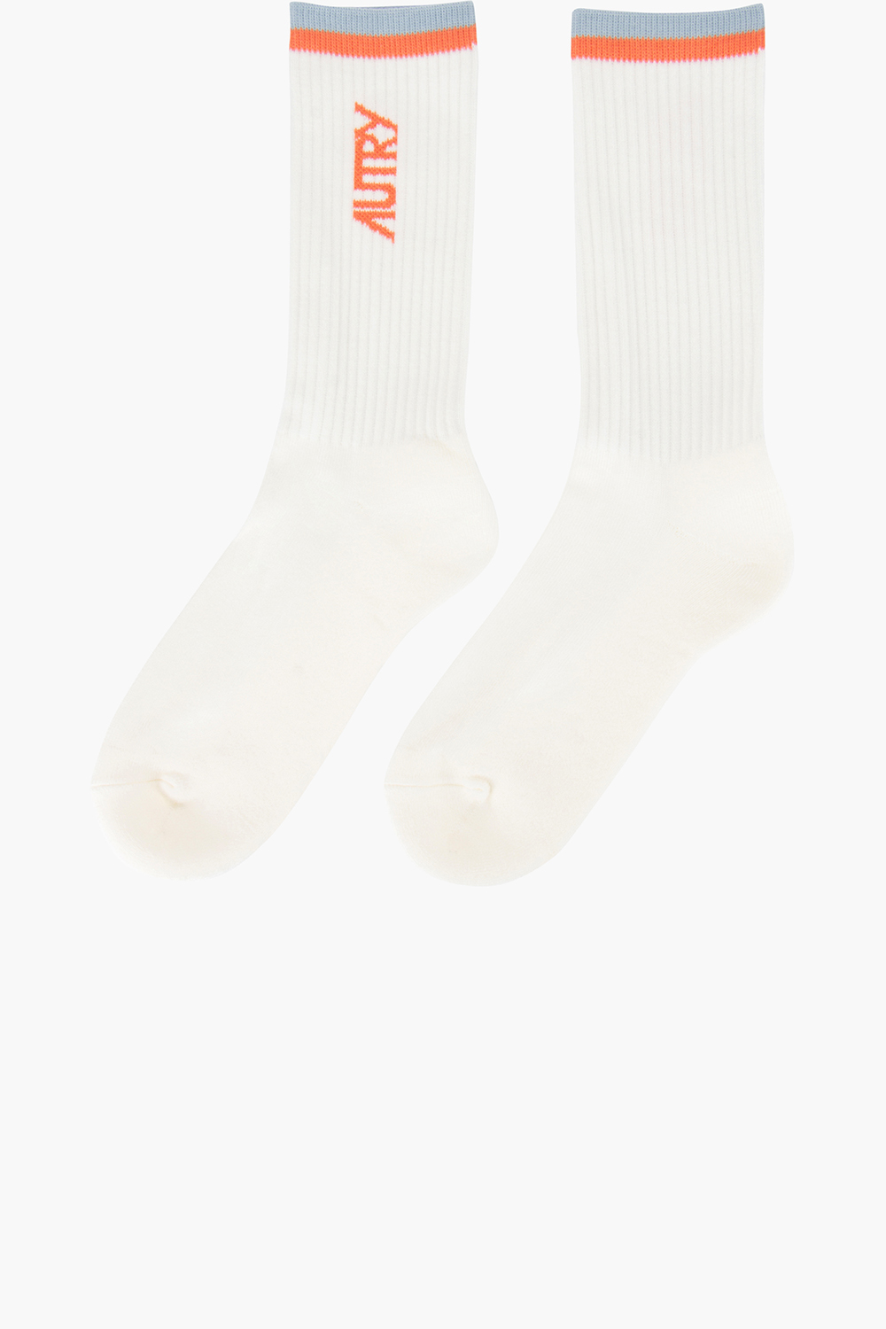 AUTRY Jacquard Stripes & Logo Cotton Blend Stretch Socks