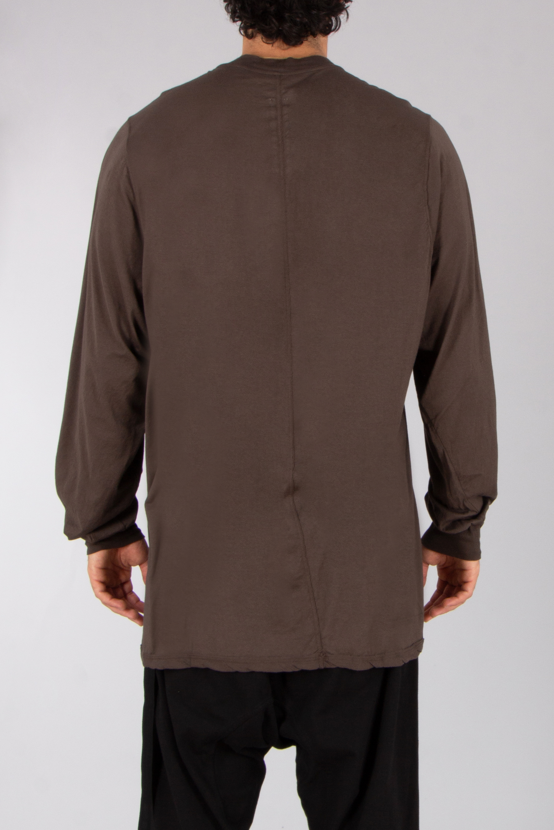 RICK OWENS DRKSHDW Loose Fit Organic Cotton Gauze Jersey Jumbo Long-Sleeve T-Shirt Mantel, Langarm, Erwachsener, Mann, Person