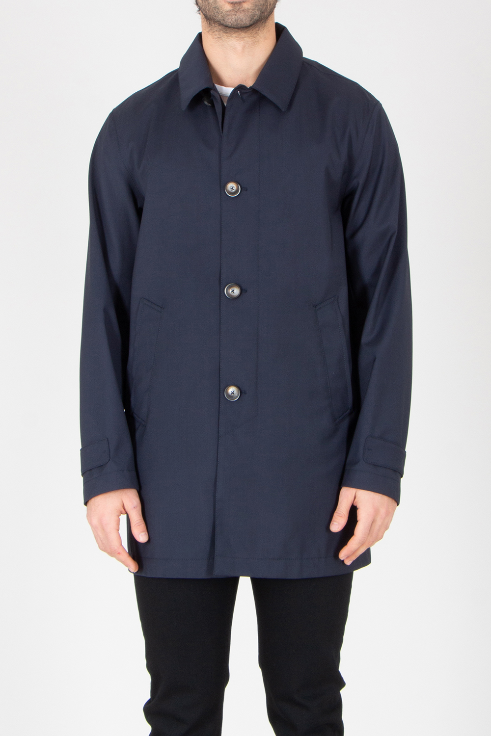 HERNO Regular Fit Storm System Virgin Wool Raincoat