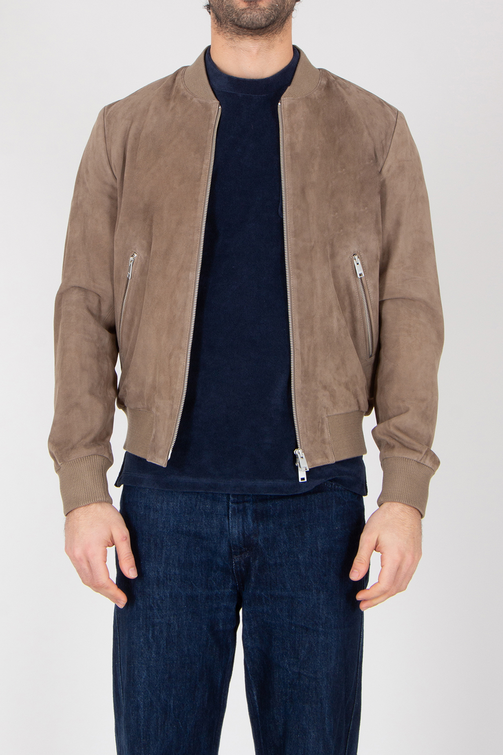 ARMA Regular Fit Goat Suede Bomber Jacket Didier