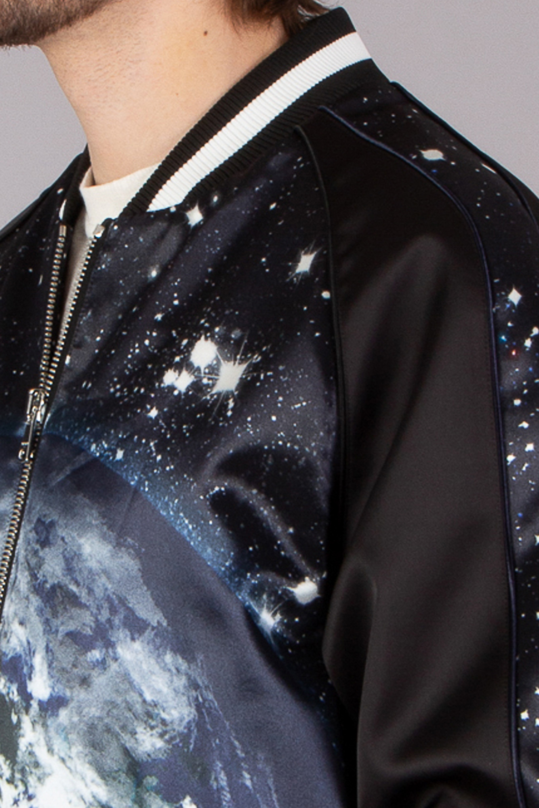 BALMAIN Classic Fit Printed Satin Bomber Jacket BALMAIN Classic Fit Printed Satin Bomber Jacket