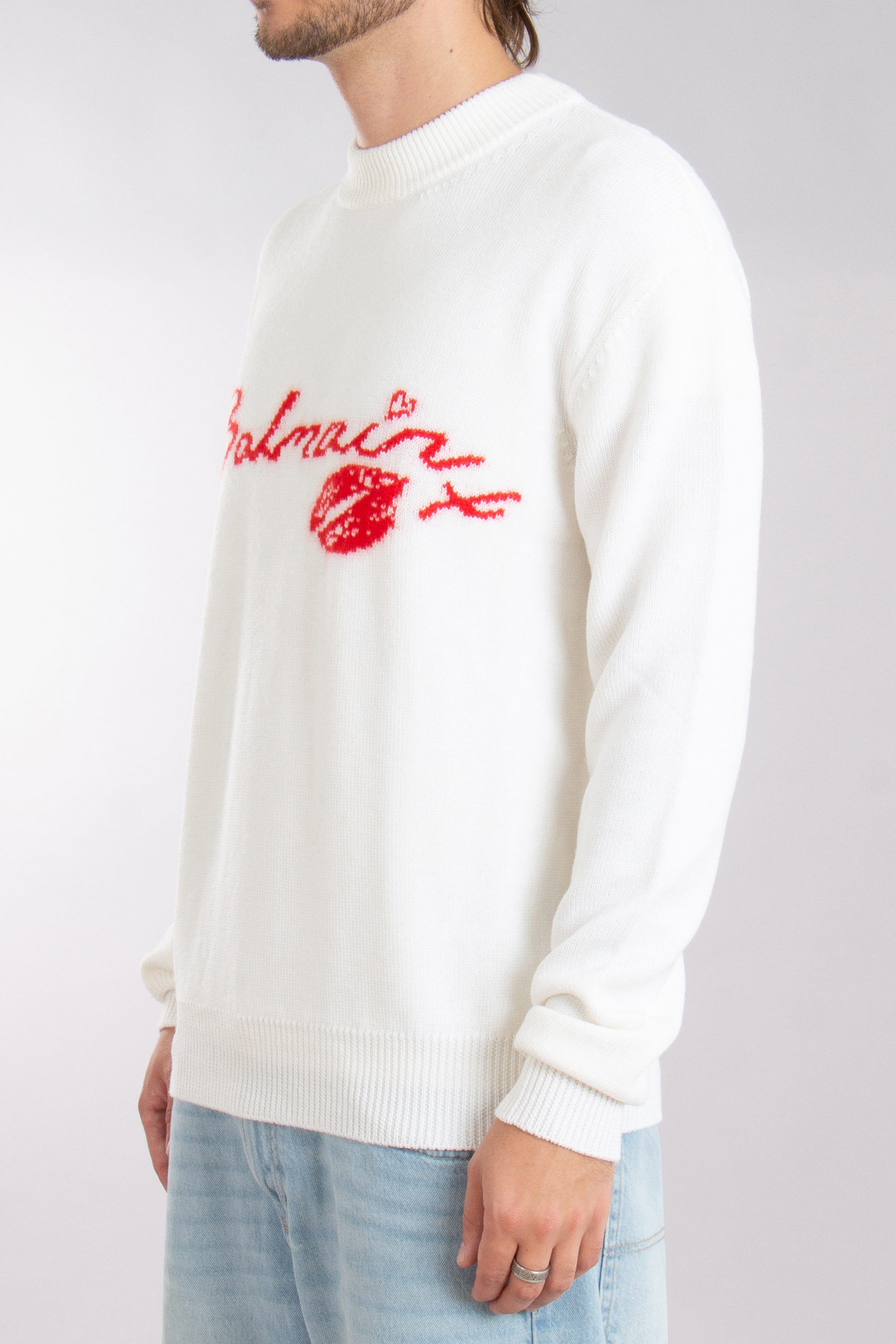 BALMAIN Kiss Logo Virgin Wool Sweater BALMAIN Kiss Logo Virgin Wool Sweater