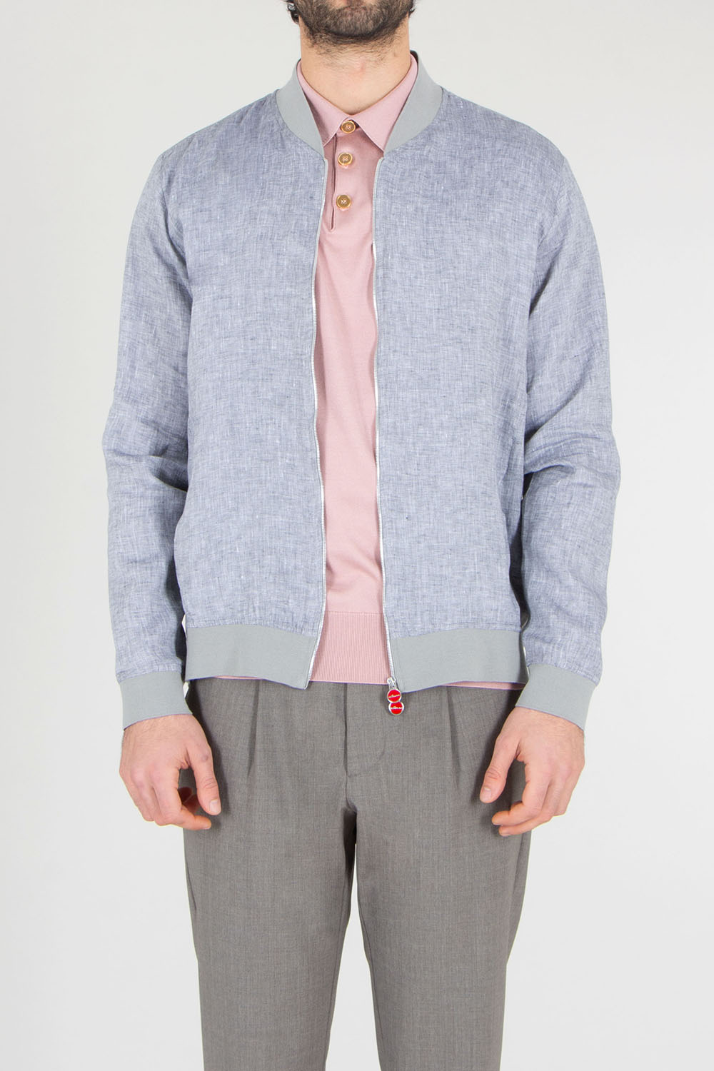 KITON Regular Fit Linen Bomber Jacket