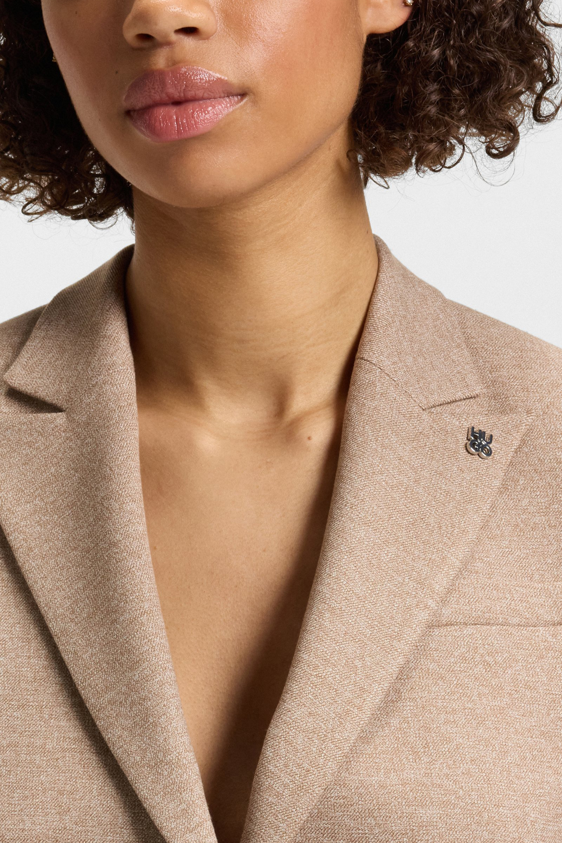 HUGO Relaxed Fit Stretch Mouliné Blazer Anoria Mantel, Jacke, Hals, Person, Frau