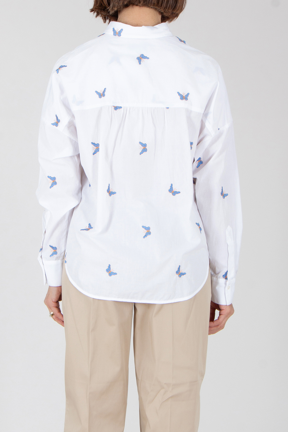 0039 ITALY Loose Fit Butterfly Embroidery Cotton Blouse Lucy