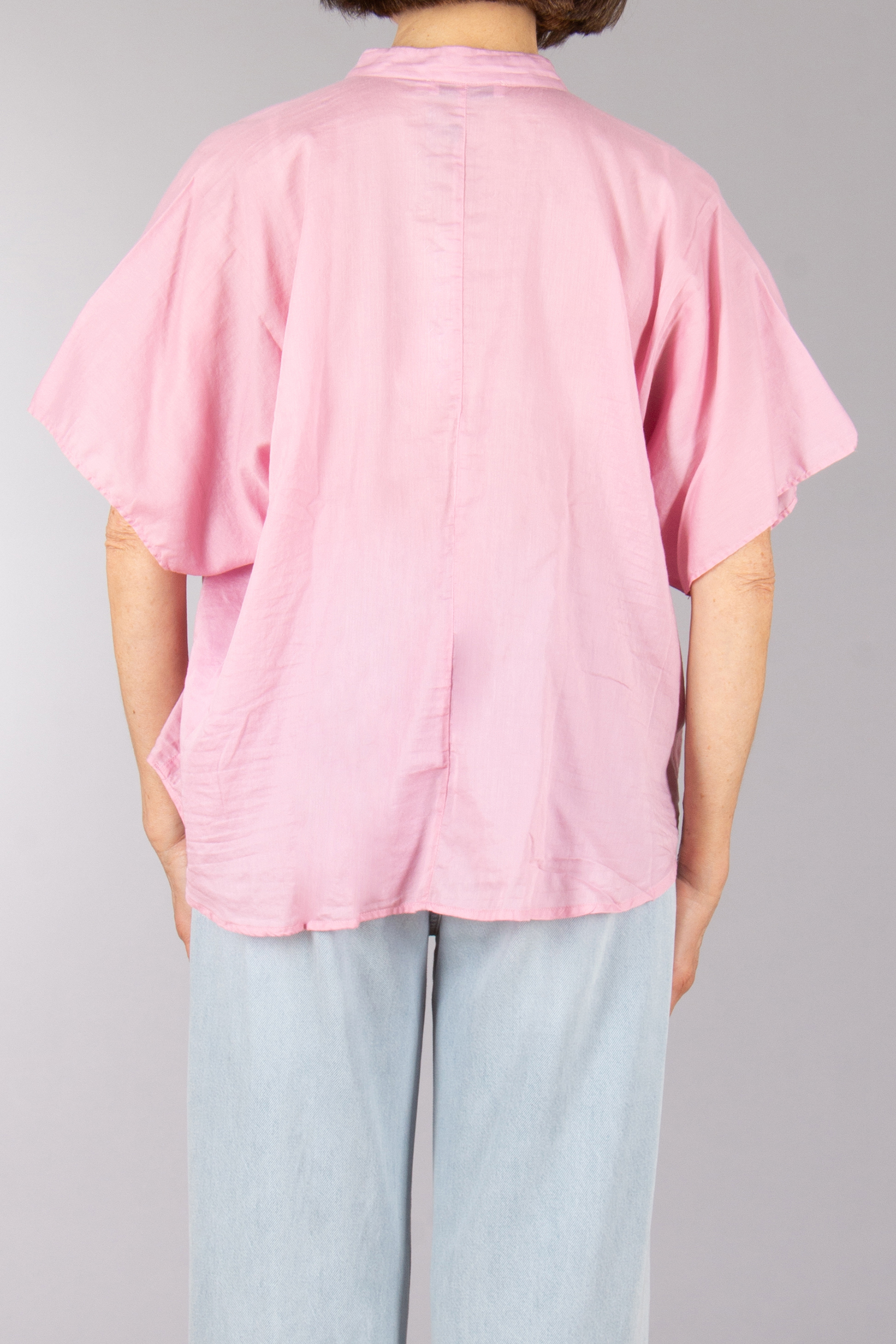 0039 ITALY Relaxed Fit Cotton Short-Sleeve Blouse Daisy Bluse, Kleidung, Leinen, Ärmel, Person