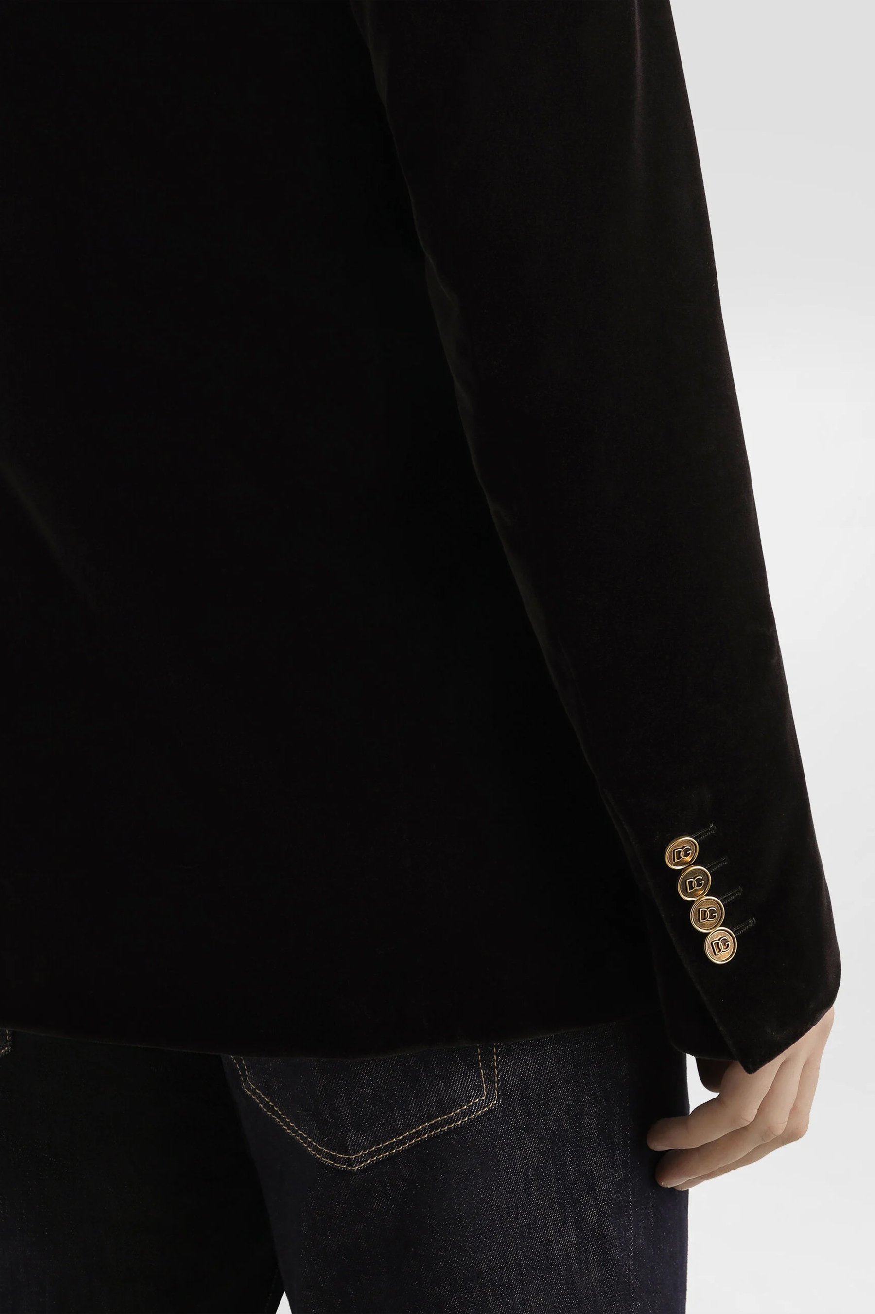 DOLCE & GABBANA Regular Fit Cotton Velour Blazer Sicilia Light Langarm, Ärmel, Blazer, Mantel, Jacke