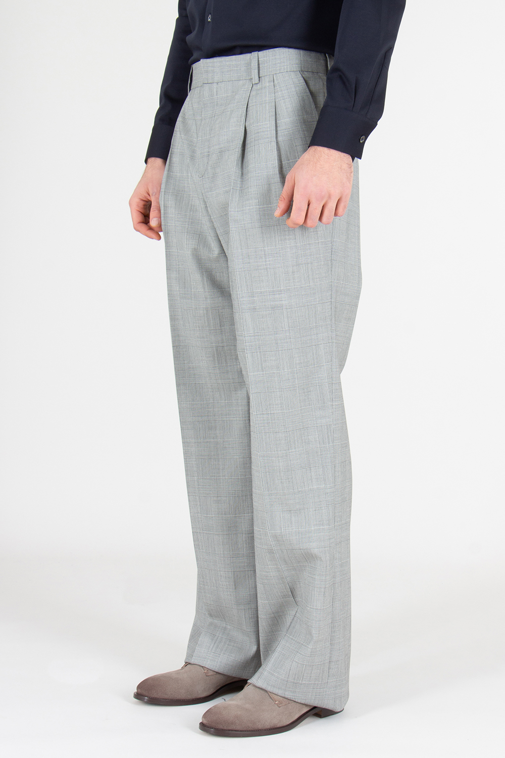 BALMAIN Straight Fit Prince Of Wales Check Virgin Wool Pants