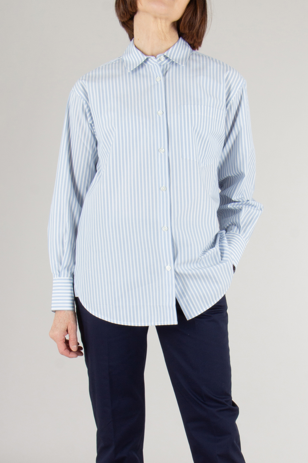 WOOLRICH Relaxed Fit Striped Cotton Poplin Boyfriend Shirt