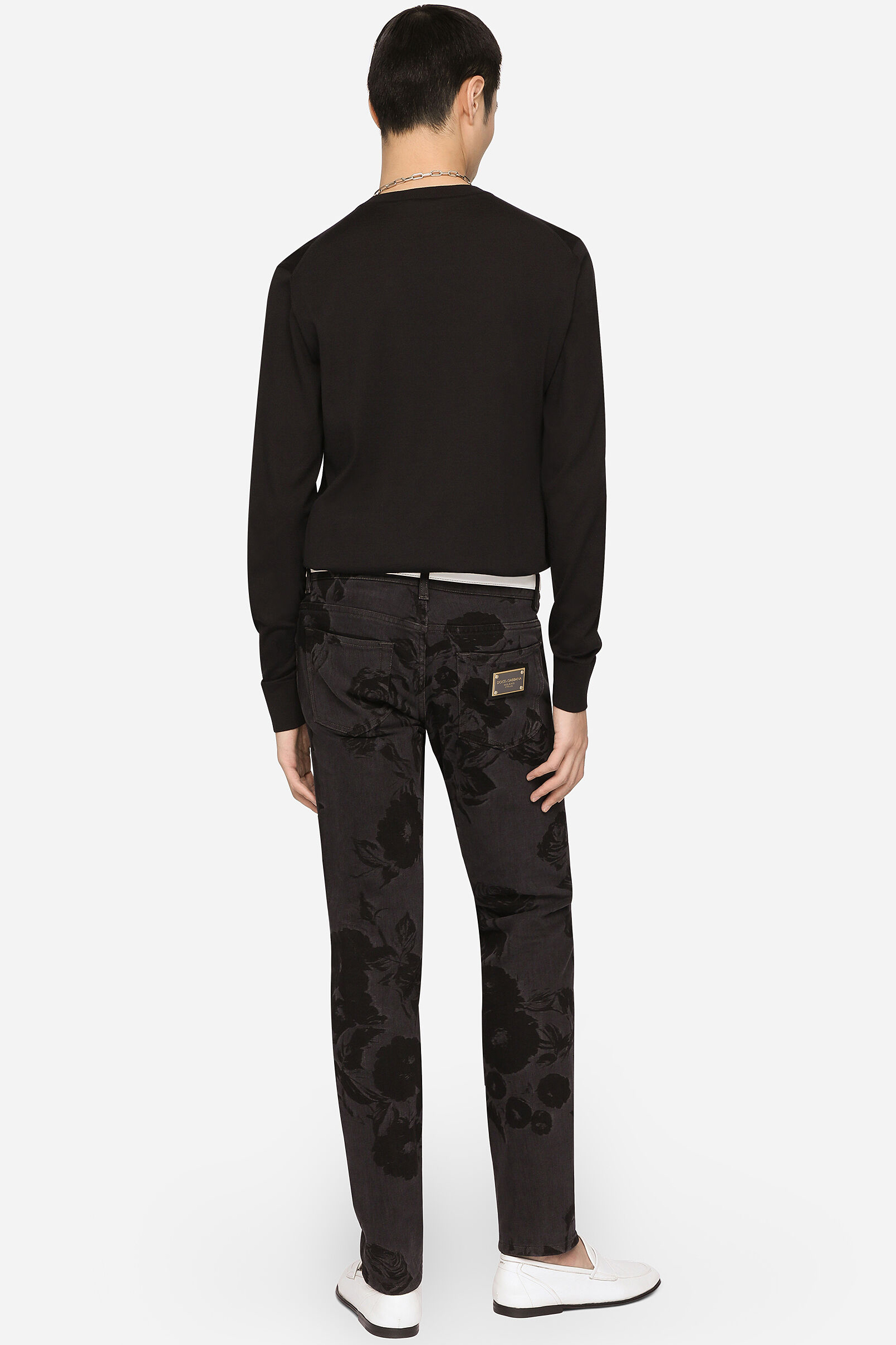 DOLCE & GABBANA Laser-etched Rose Design Skinny Jeans