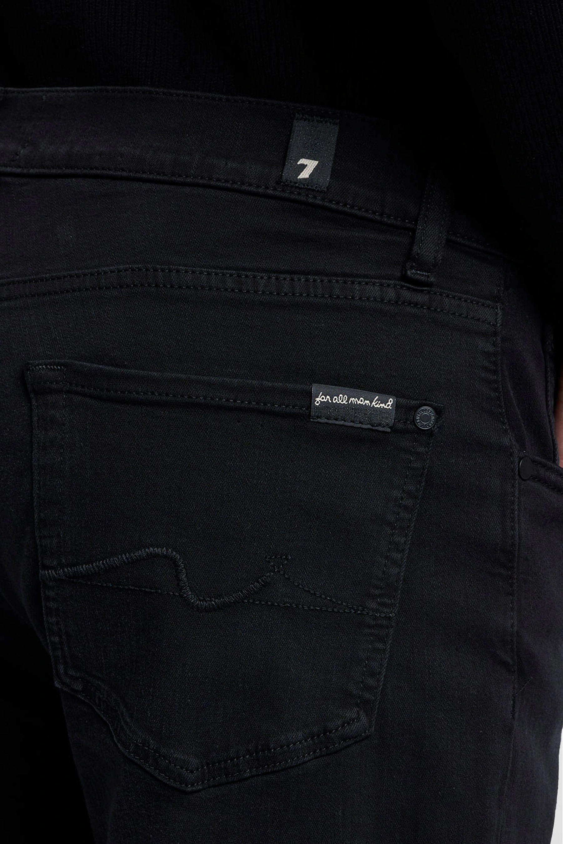 7 FOR ALL MANKIND Slim Tapered Fit Luxe Performance Plus Black Denim Jeans Slimmy Tapered Bekleidung, Hosen, Jeans, Langarm, Zubehör