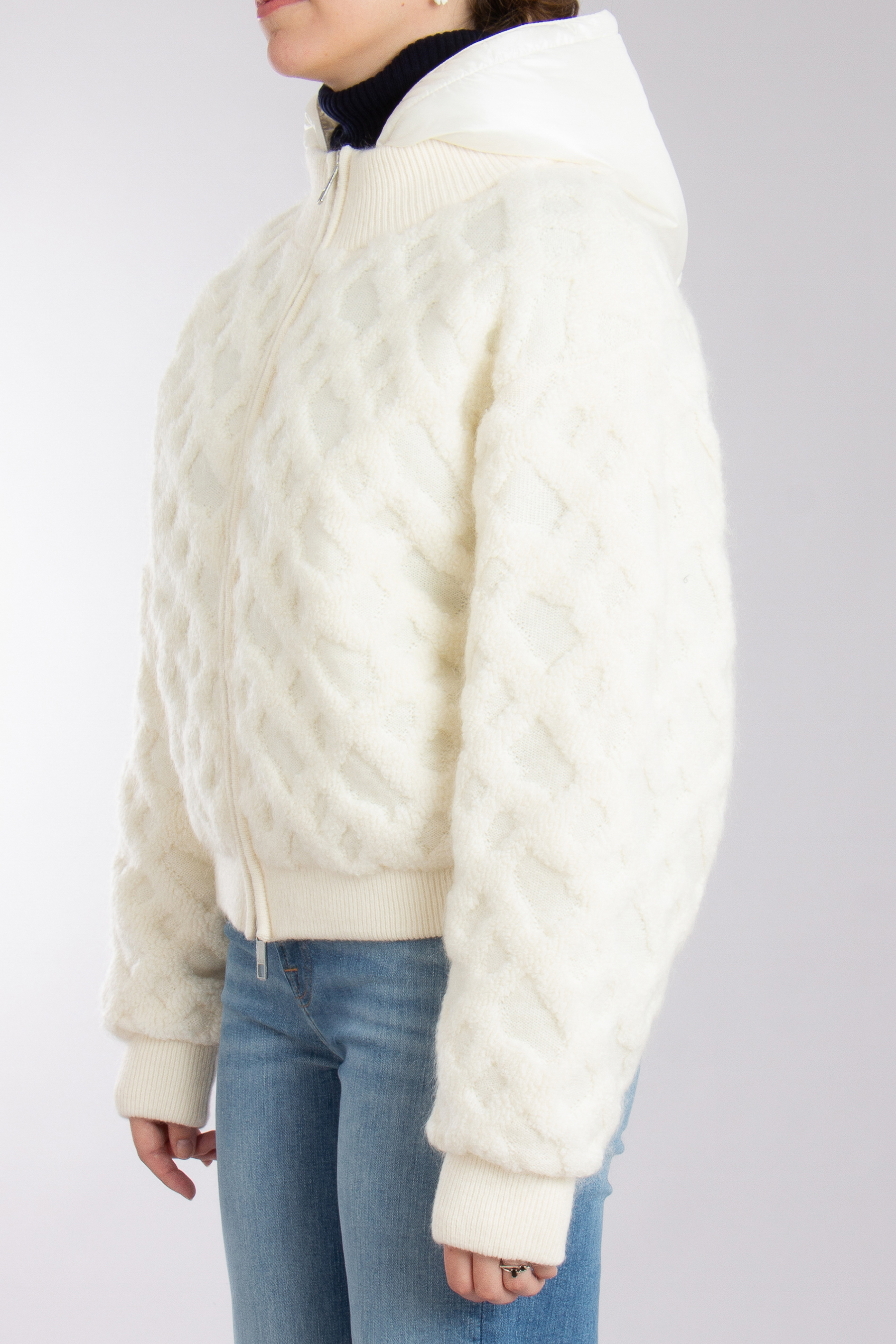 BOSS Hooded Virgin Wool-Mohair Blend Knit Jacket Farionda