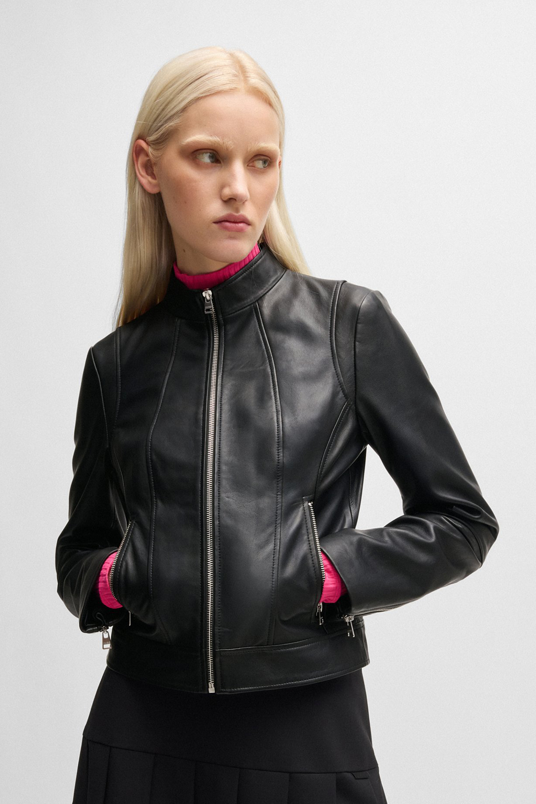 HUGO Regular Fit Leather Jacket Lasatta HUGO Regular Fit Leather Jacket Lasatta