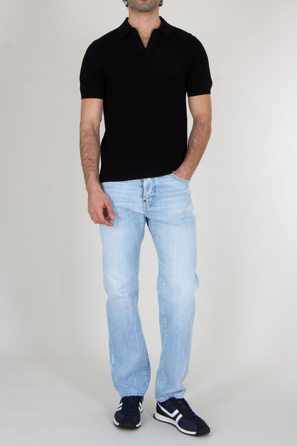 MC 2 SAINT BARTH Regular Fit Mesh Buttonless Knitted Polo Shirt Sloan 