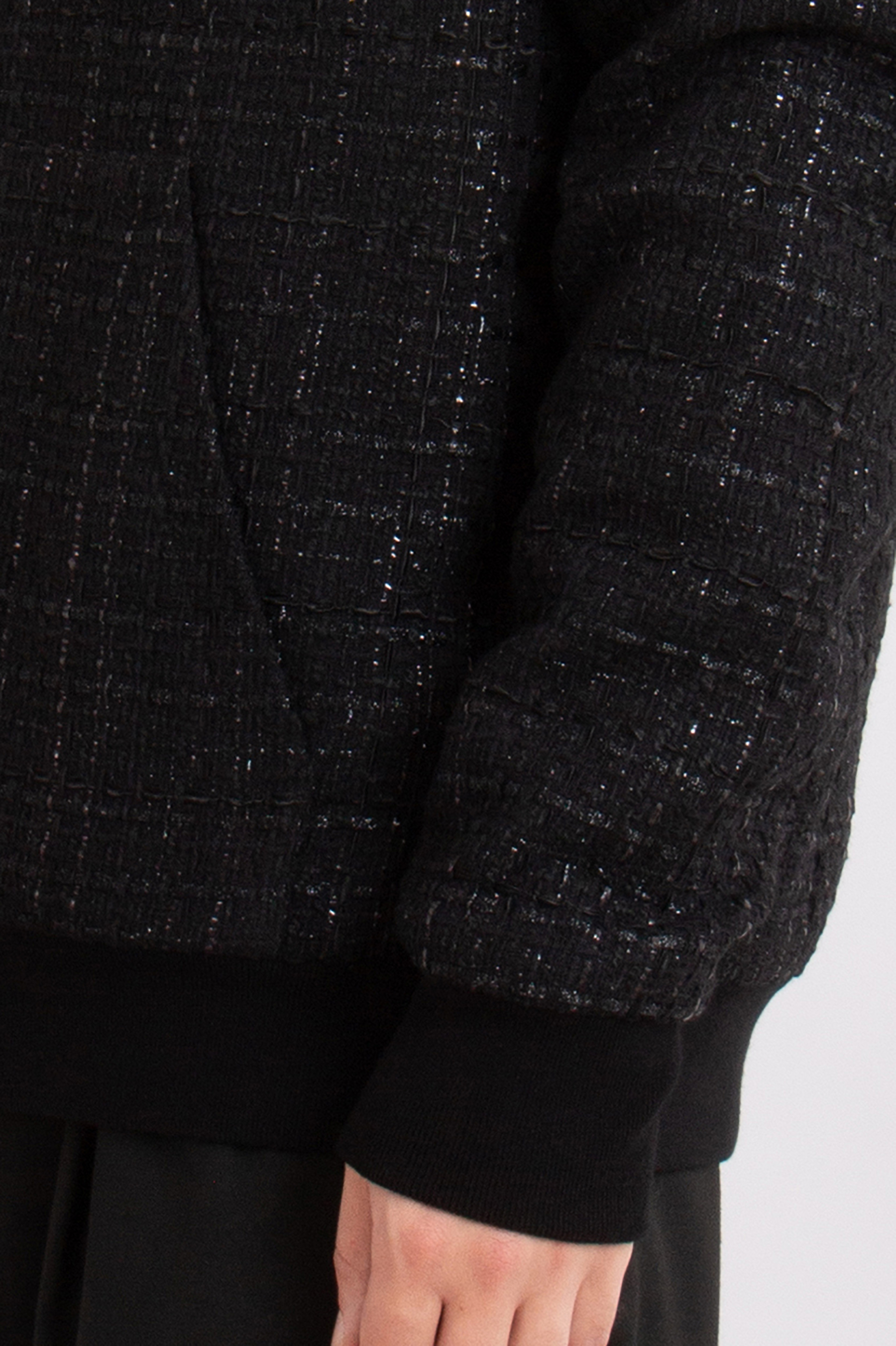 BALMAIN Cotton Blend Tweed Zip-Up Hoodie BALMAIN Cotton Blend Tweed Zip-Up Hoodie