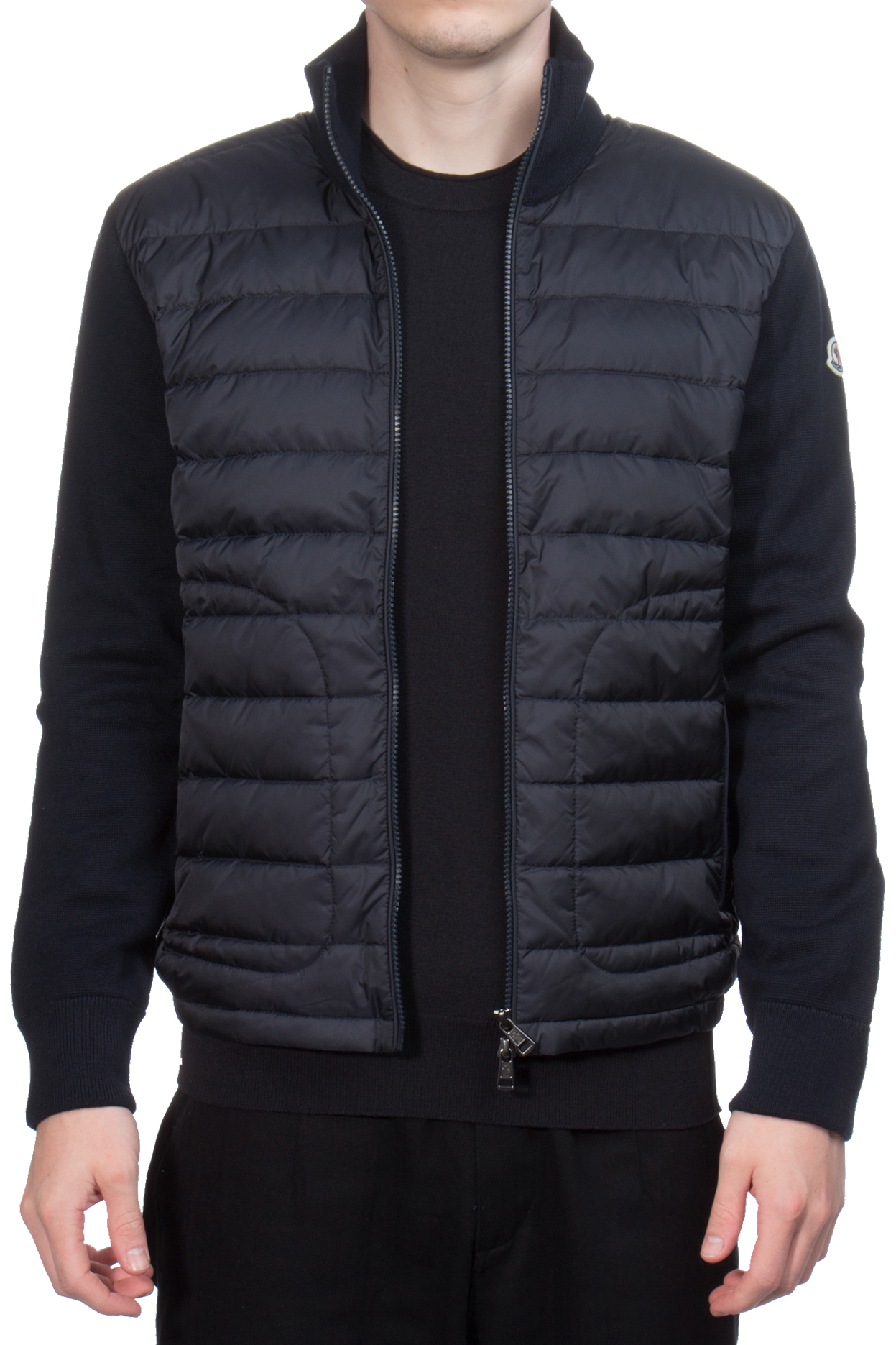 MONCLER Down Padded Virgin Wool Blend Cardigan MONCLER Down Padded Virgin Wool Blend Cardigan