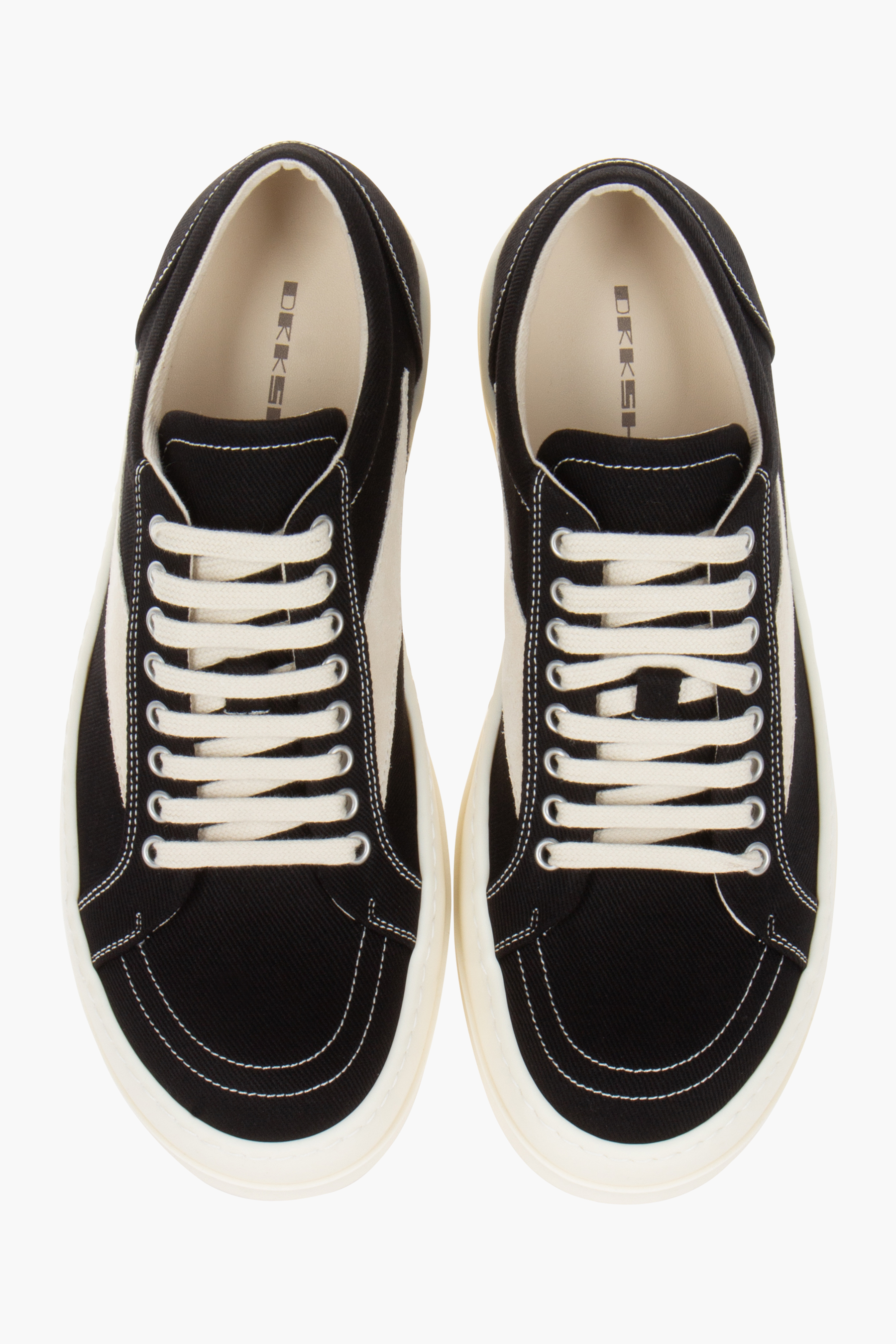RICK OWENS DRKSHDW Overdyed Denim & Suede Vintage Sneakers Bekleidung, Schuhwerk, Schuh, Sneaker, Leinwand