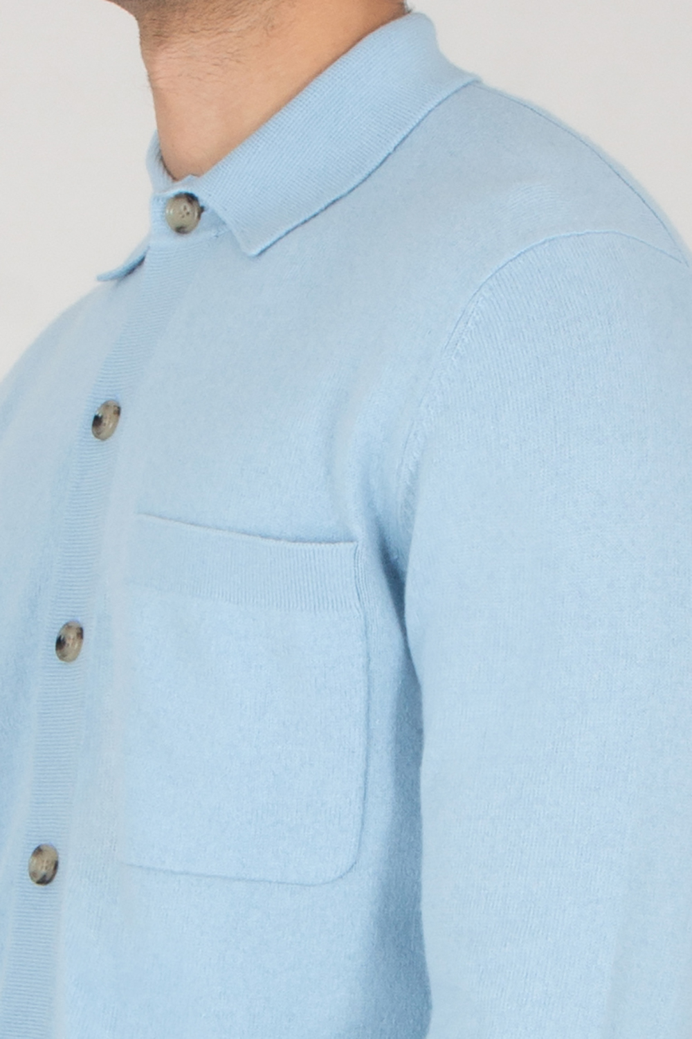 ALLUDE Regular Fit Cotton-Cashmere Blend Knit Shirt