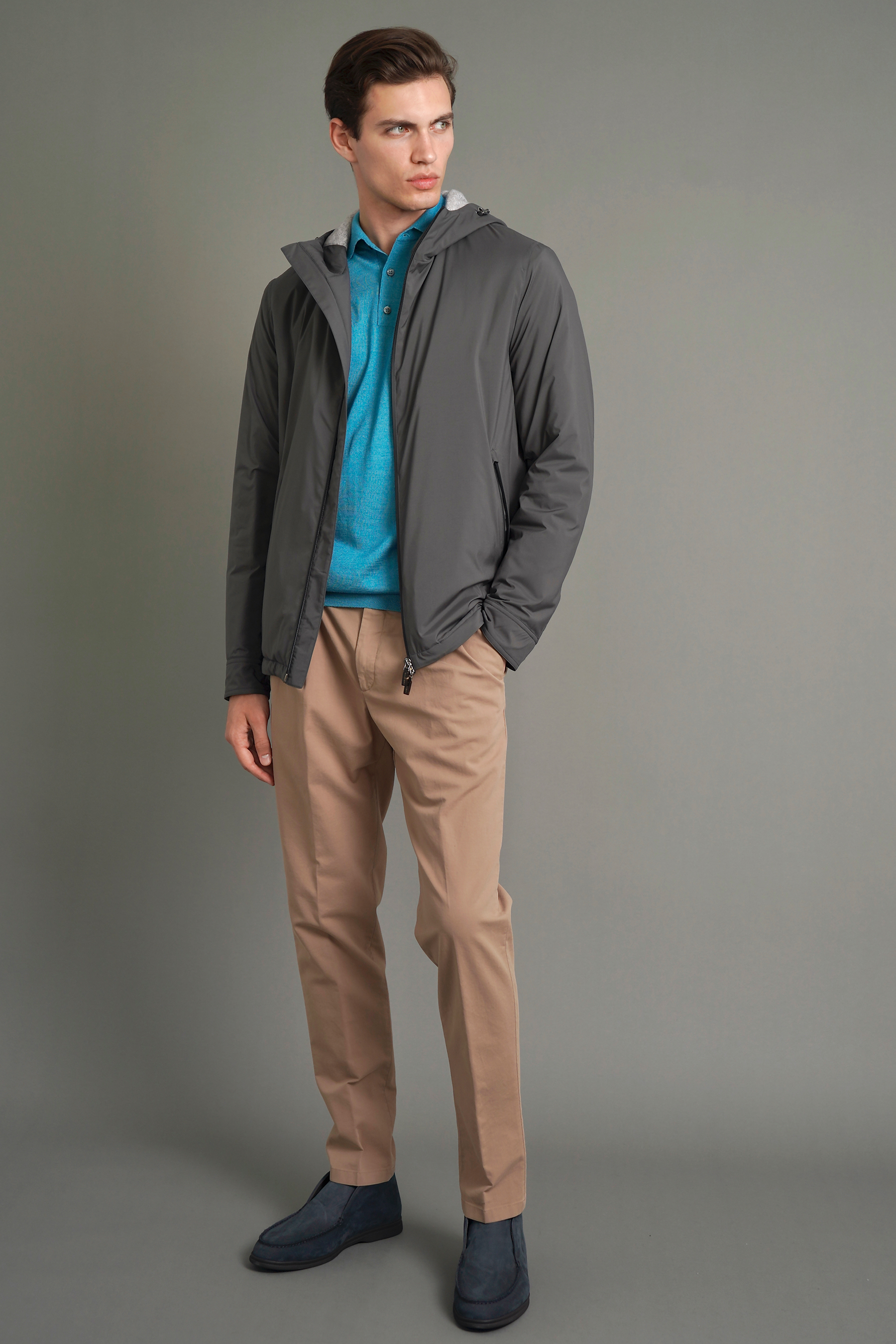 COLOMBO Pleated Cotton Stretch Pants Robert COLOMBO Pleated Cotton Stretch Pants Robert