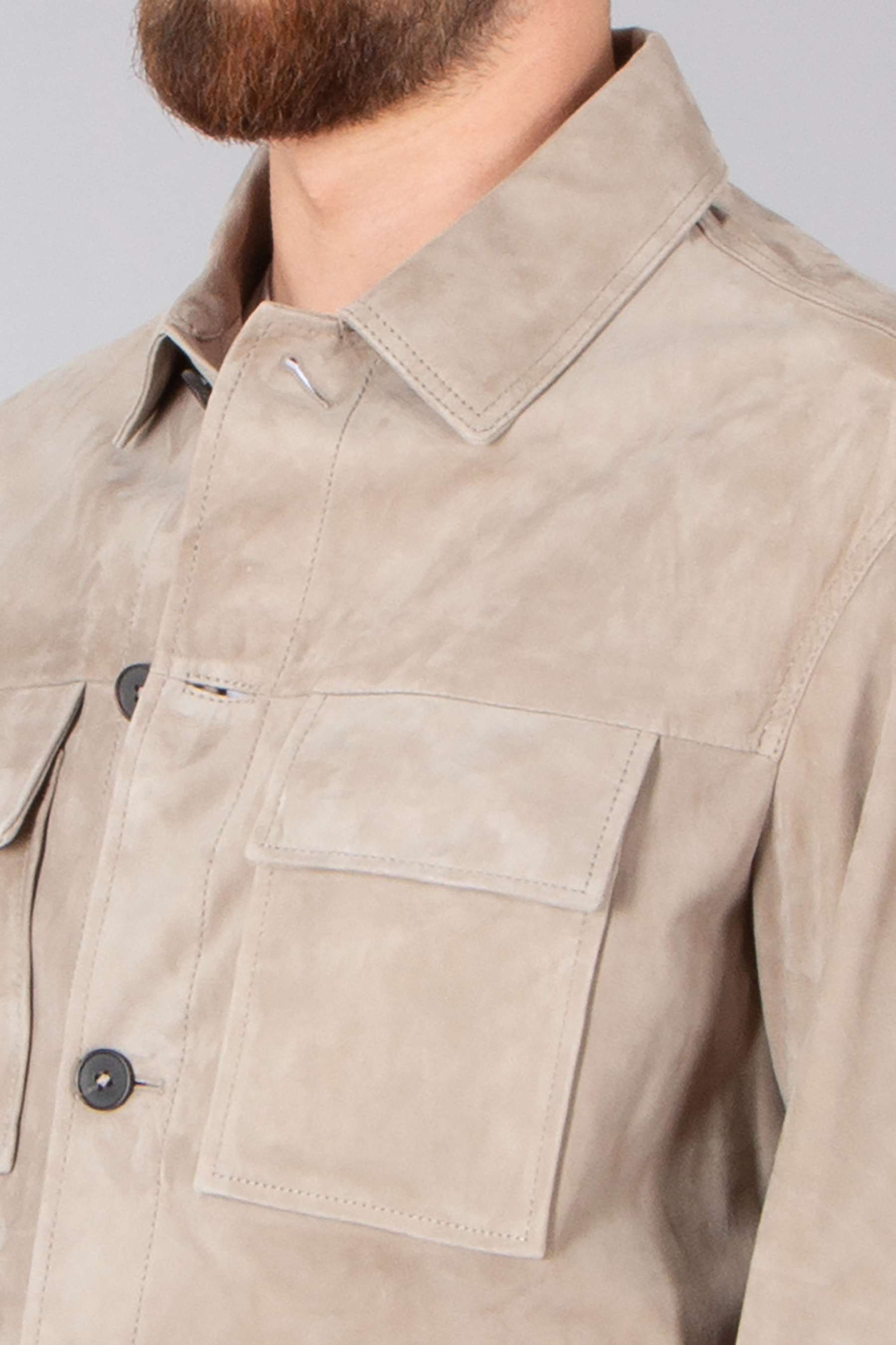 ARMA Regular Fit Lamb Suede Overshirt ARMA Regular Fit Lamb Suede Overshirt