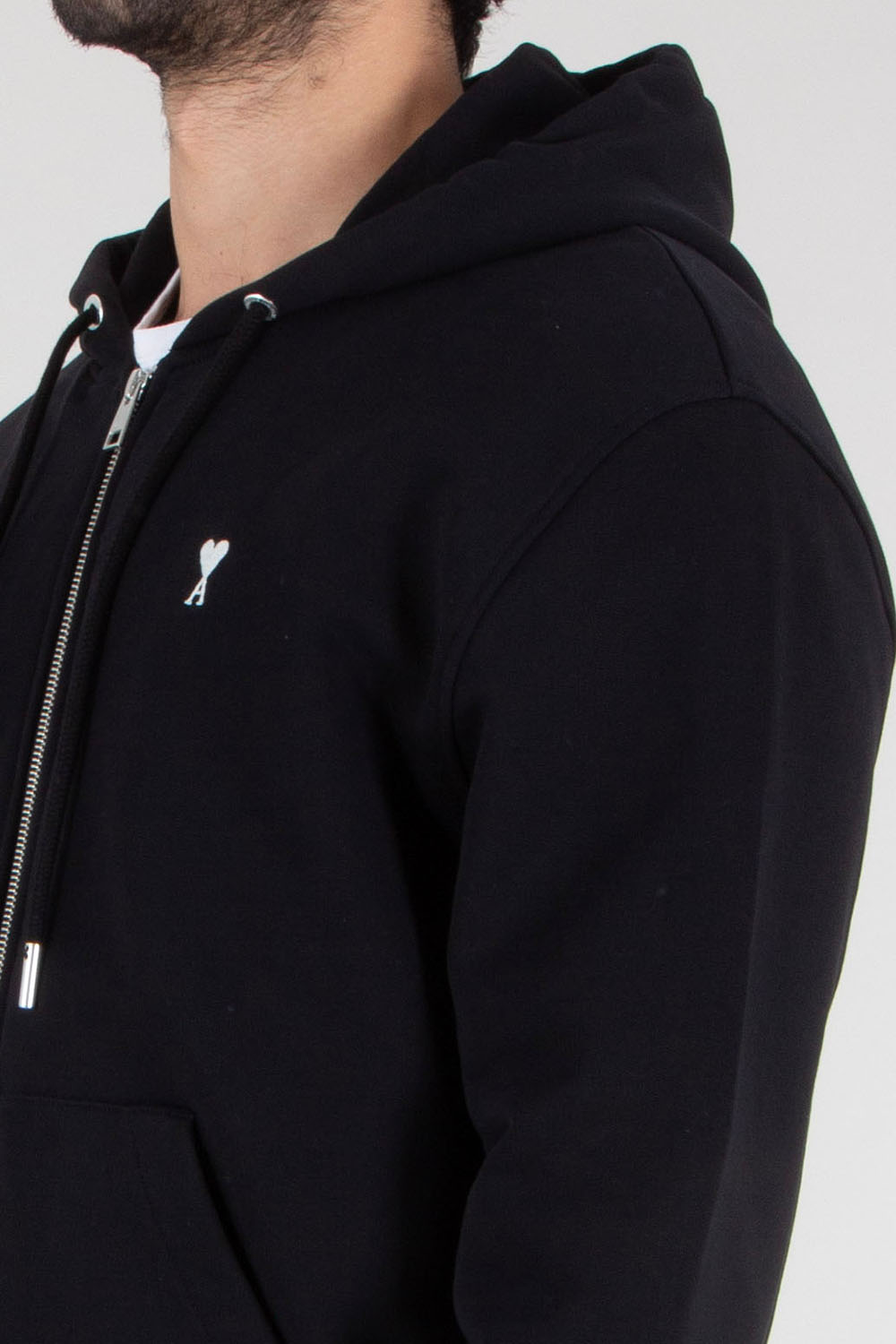 AMI PARIS Classic Fit Ami De Coeur Cotton Fleece Zip-Up Hoodie