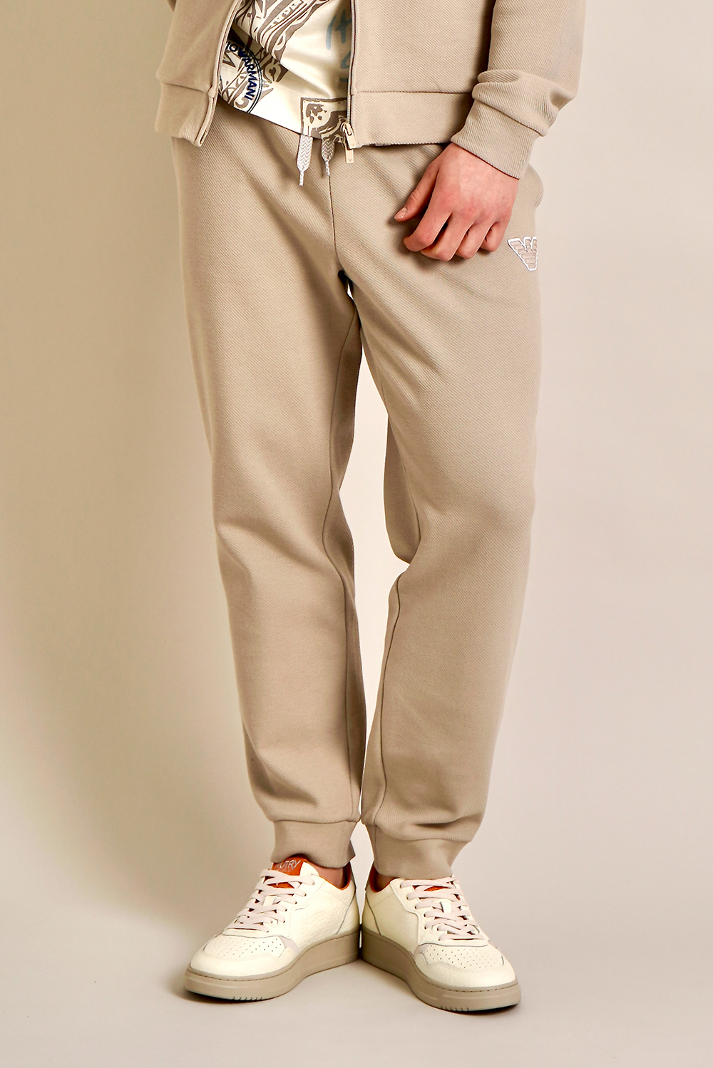 EMPORIO ARMANI Relaxed Fit Cotton Blend Stretch Jersey Loungewear Pants