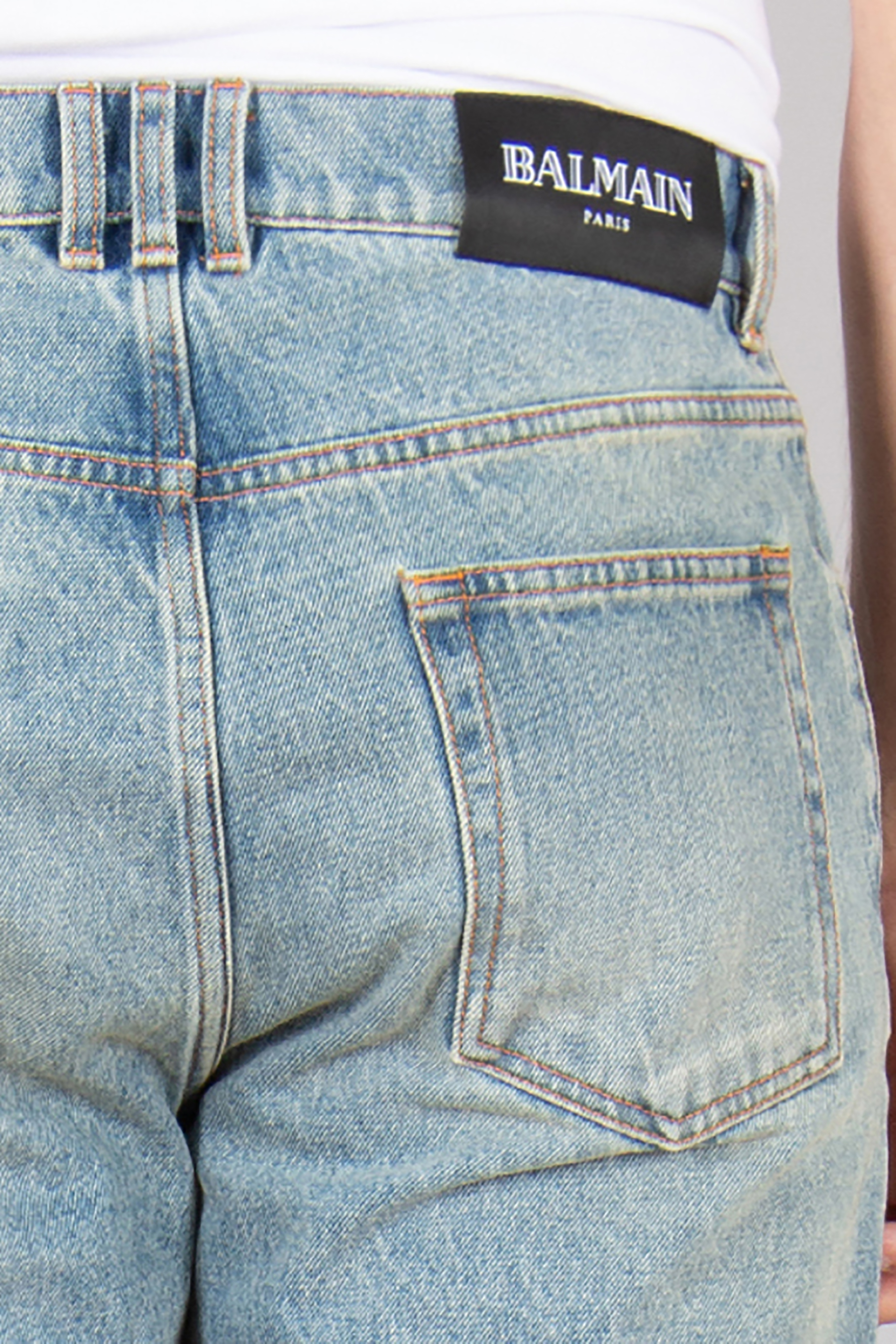 BALMAIN Regular Fit Cotton Denim Jeans Bekleidung, Hosen, Jeans, Zubehör