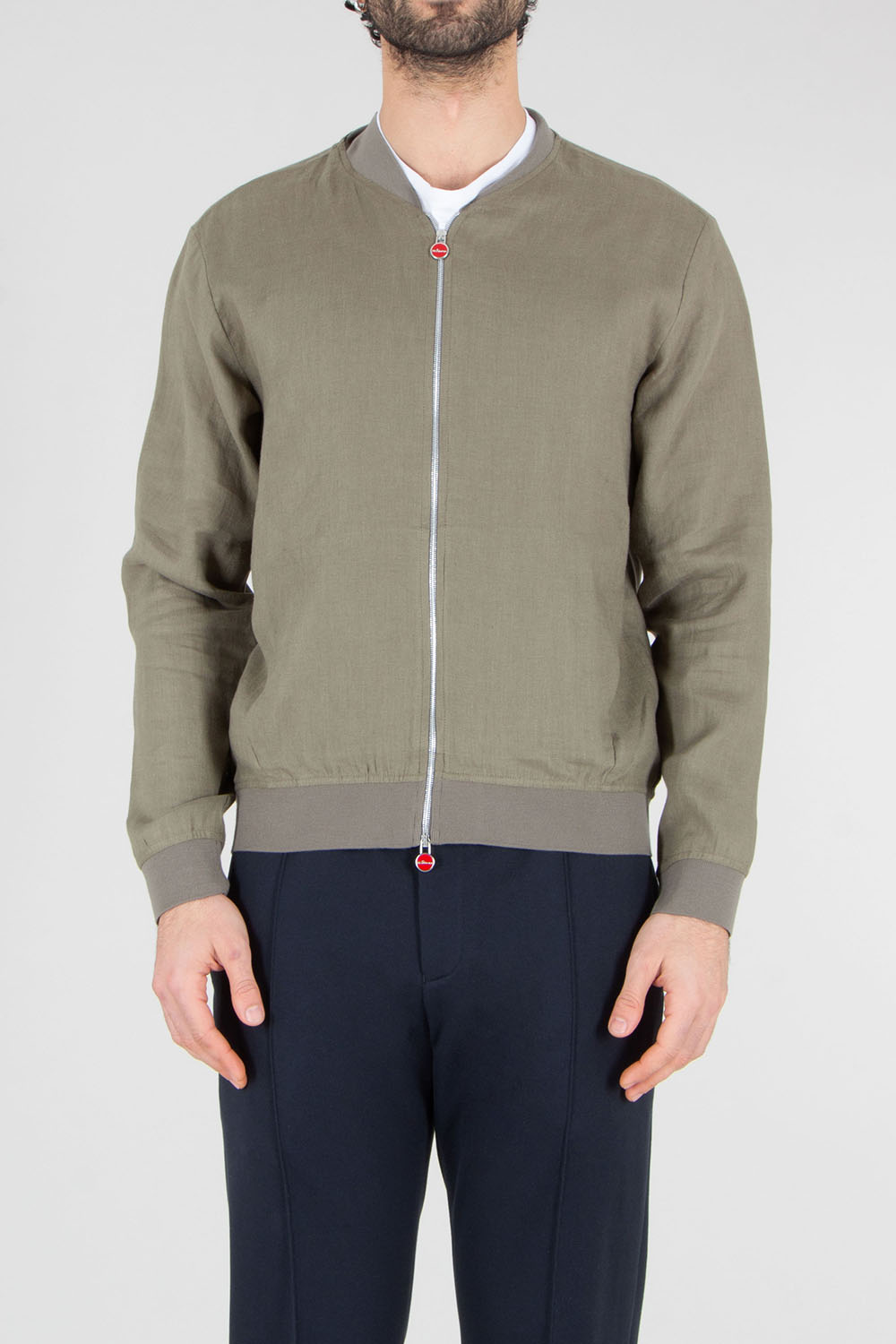 KITON Regular Fit Linen Bomber Jacket