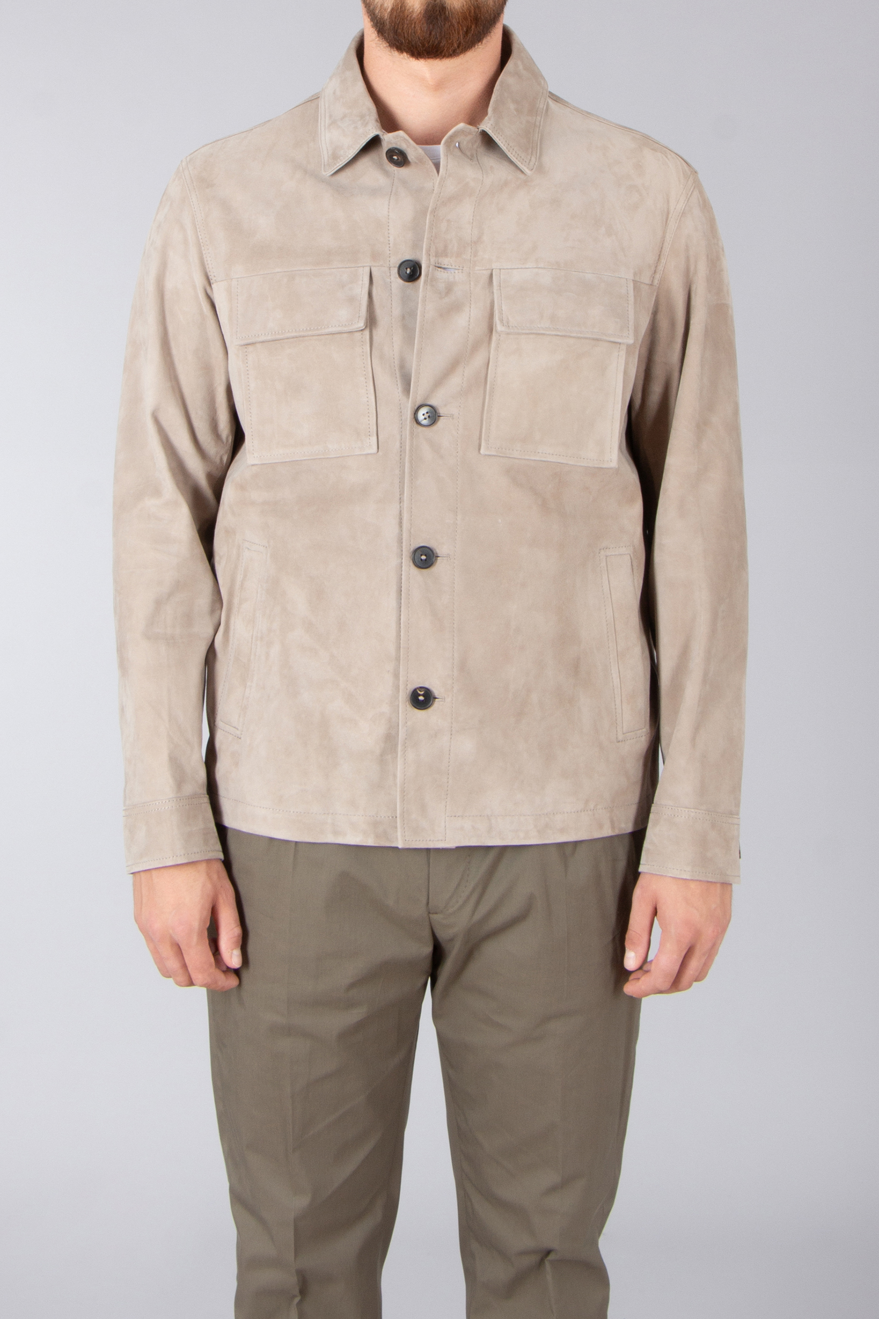 ARMA Regular Fit Lamb Suede Overshirt