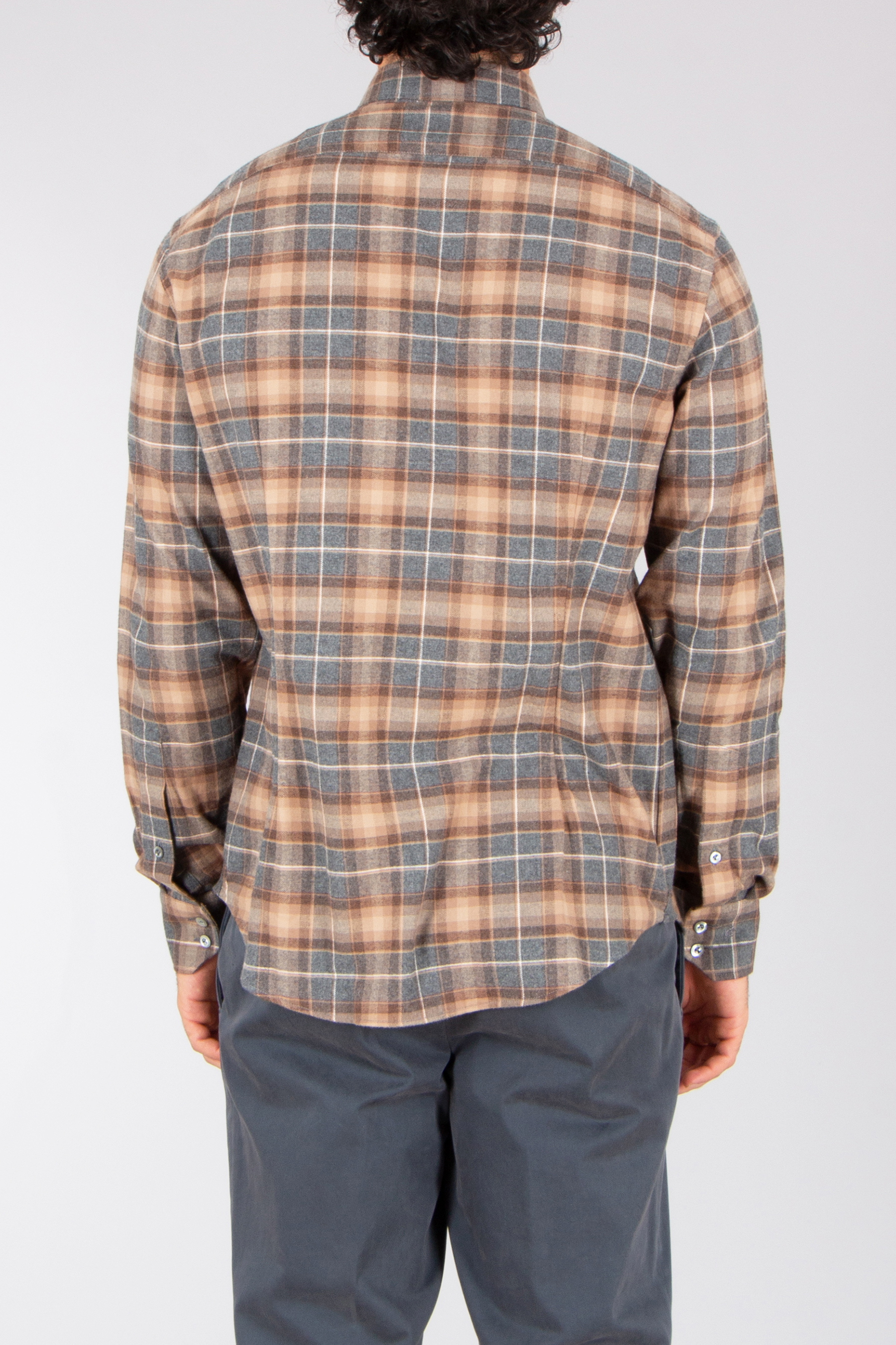 VAN LAACK Tailor Fit Checked Cotton Flannel Button-Down Shirt Roy Hemd, Langarm, Kleid, Hemd, Mann, Person
