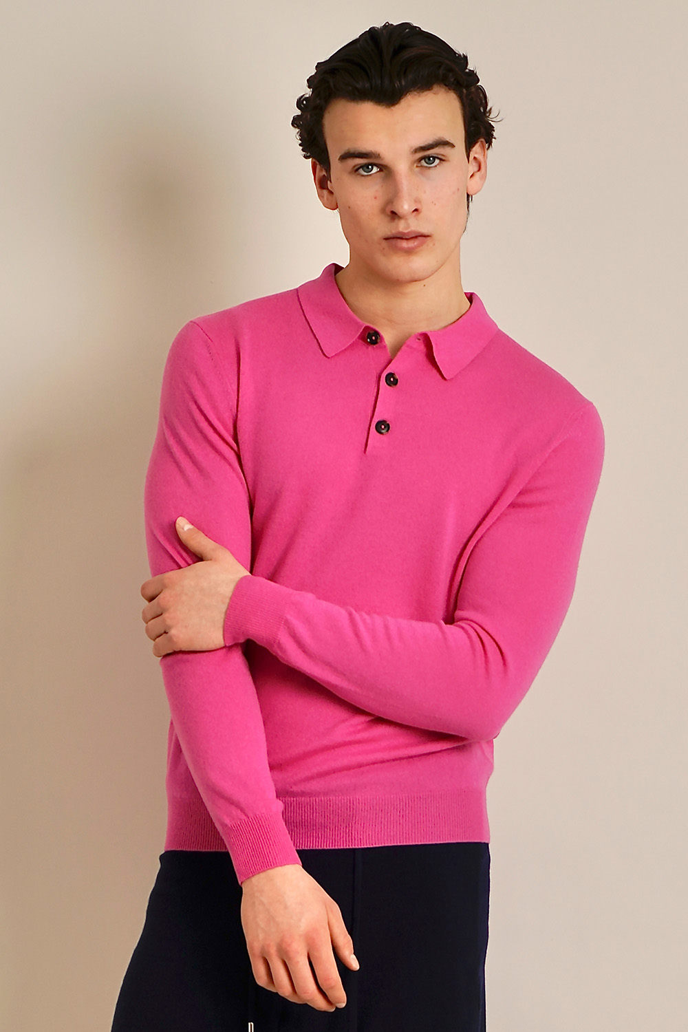 MIENTUS BERLIN Regular Fit Cashmere Long-Sleeve Knit Polo