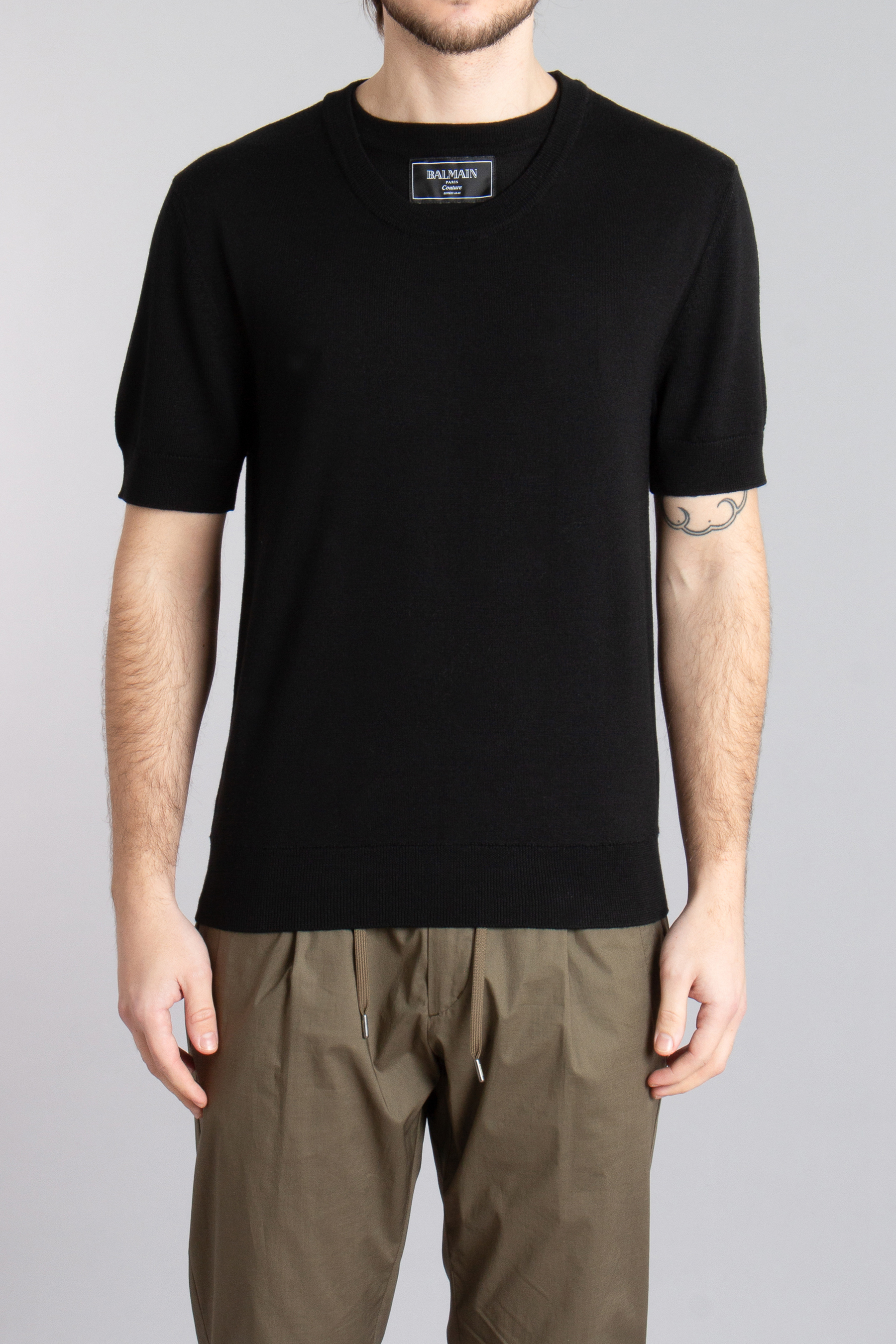 BALMAIN Double Collar Wool Knit T-Shirt BALMAIN Double Collar Wool Knit T-Shirt