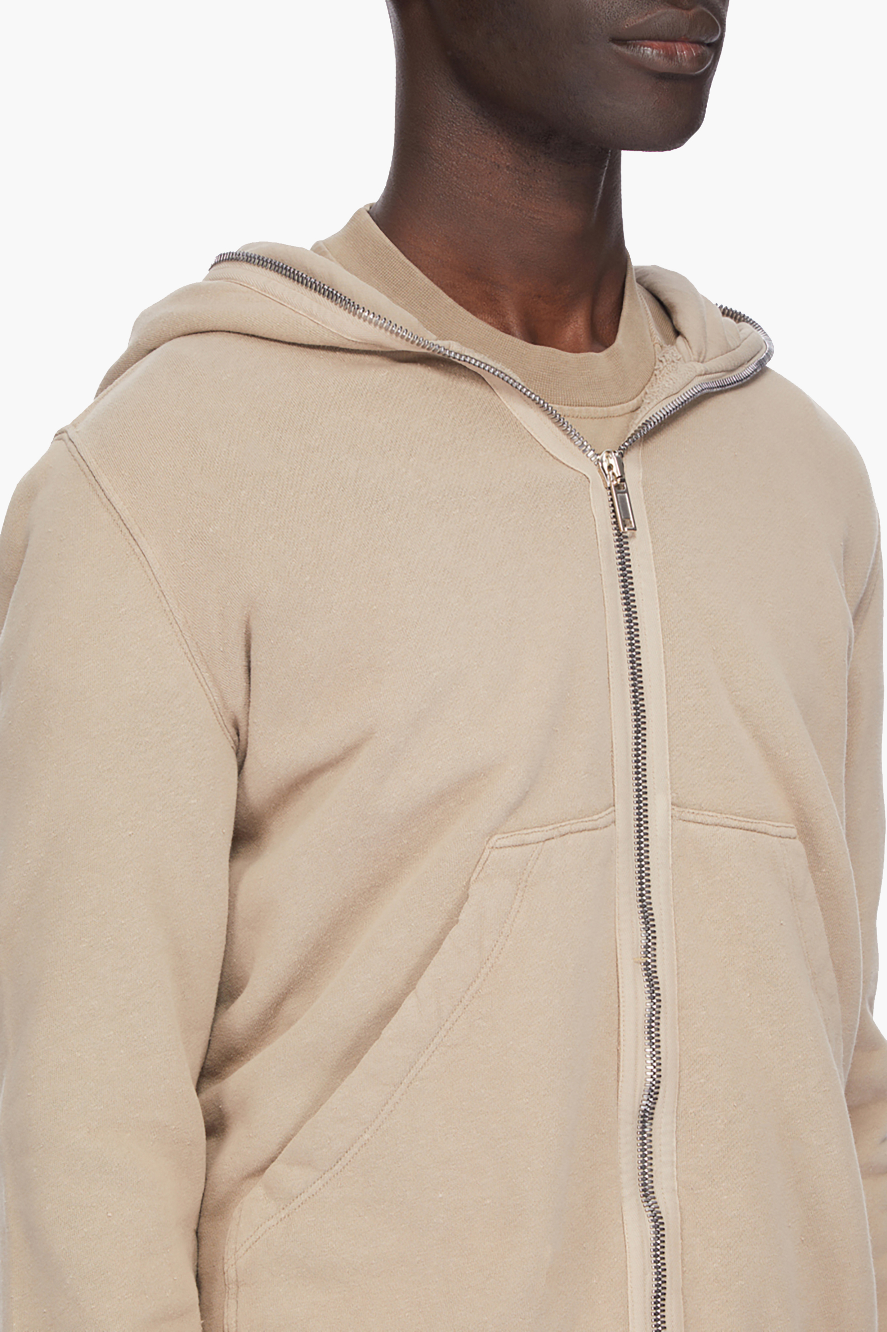 RICK OWENS DRKSHDW Large Fit Brushed Organic Cotton French Terry Gimp Zip-Up Hoodie Vlies, Pullover, Sweatshirt, Kapuzenpulli, Jacke