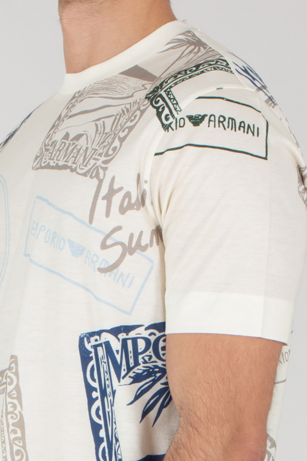 EMPORIO ARMANI Regular Fit Digital Print Lyocell-Cotton Jersey T-Shirt