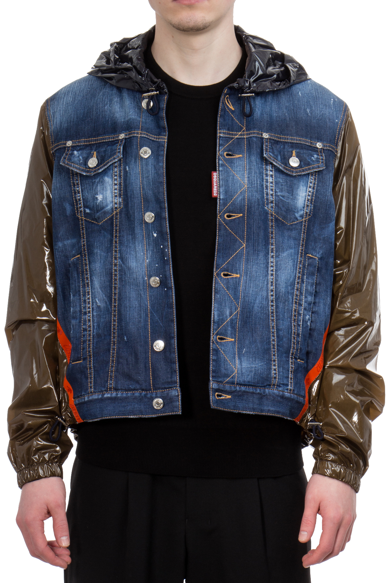 DSQUARED2 Cotton Stretch Denim & Nylon Ripstop Jacket DSQUARED2 Cotton Stretch Denim & Nylon Ripstop Jacket