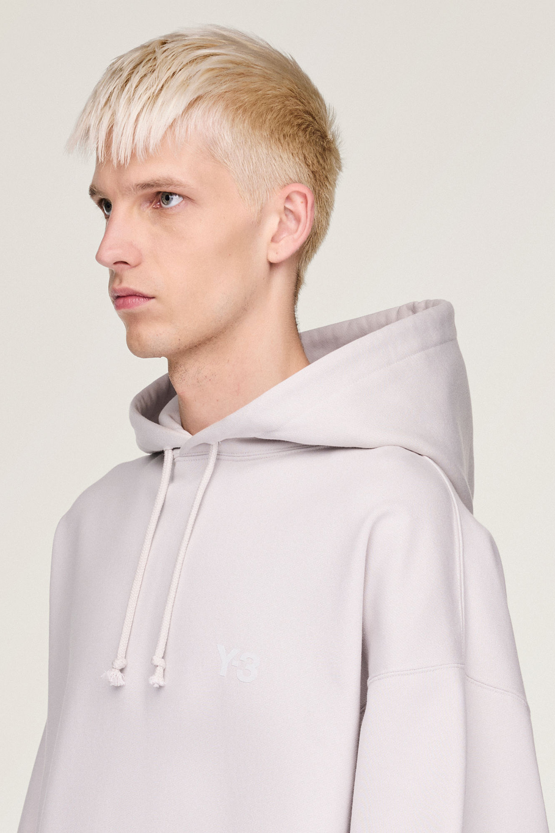Y-3 Oversized Fit Brushed Cotton Blend French Terry Hoodie Kapuzenpulli, Pullover, Sweatshirt, Person, Blond