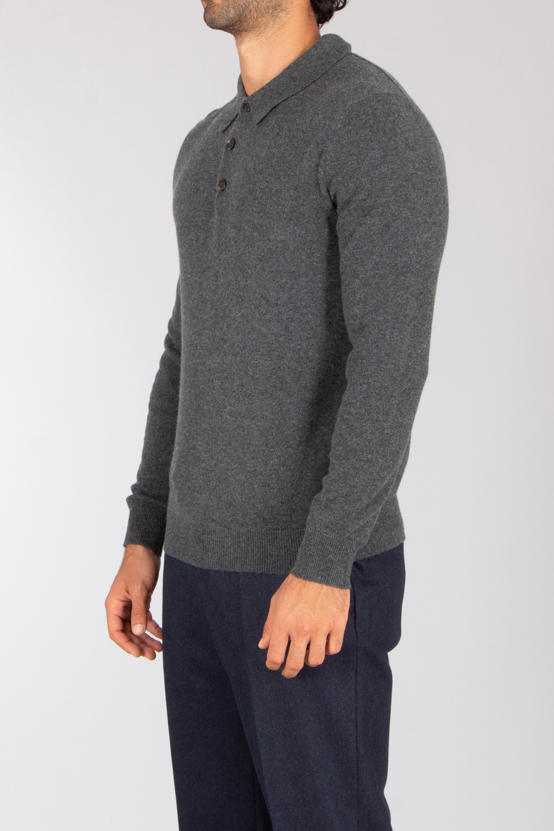 MIENTUS BERLIN Regular Fit Cashmere Knit Polo Langarm, Ärmel, Strickwaren, Pullover, Vlies