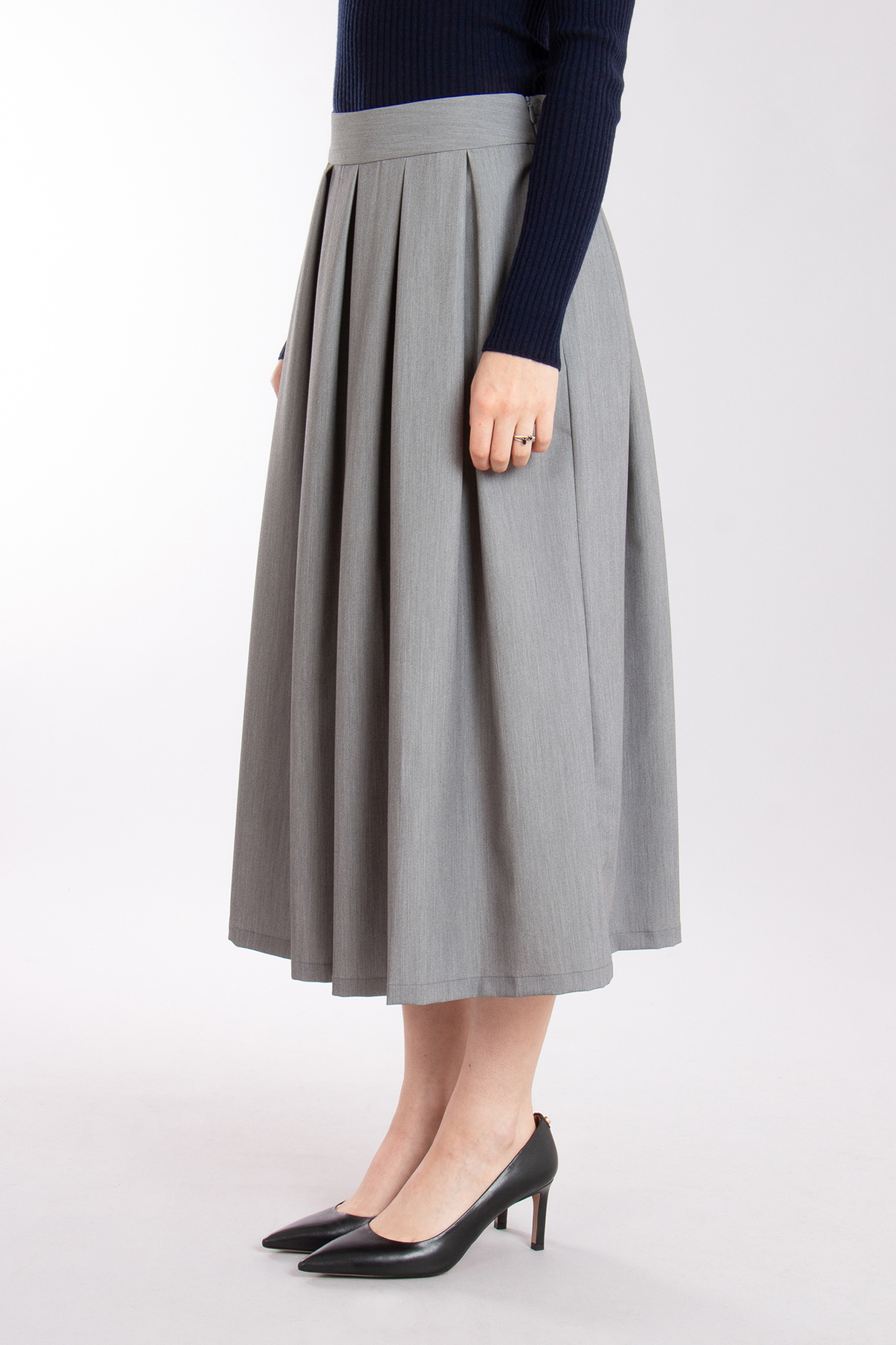 0039 ITALY Pleated Stretch Flannel Midi Skirt Kylie 0039 ITALY Pleated Stretch Flannel Midi Skirt Kylie