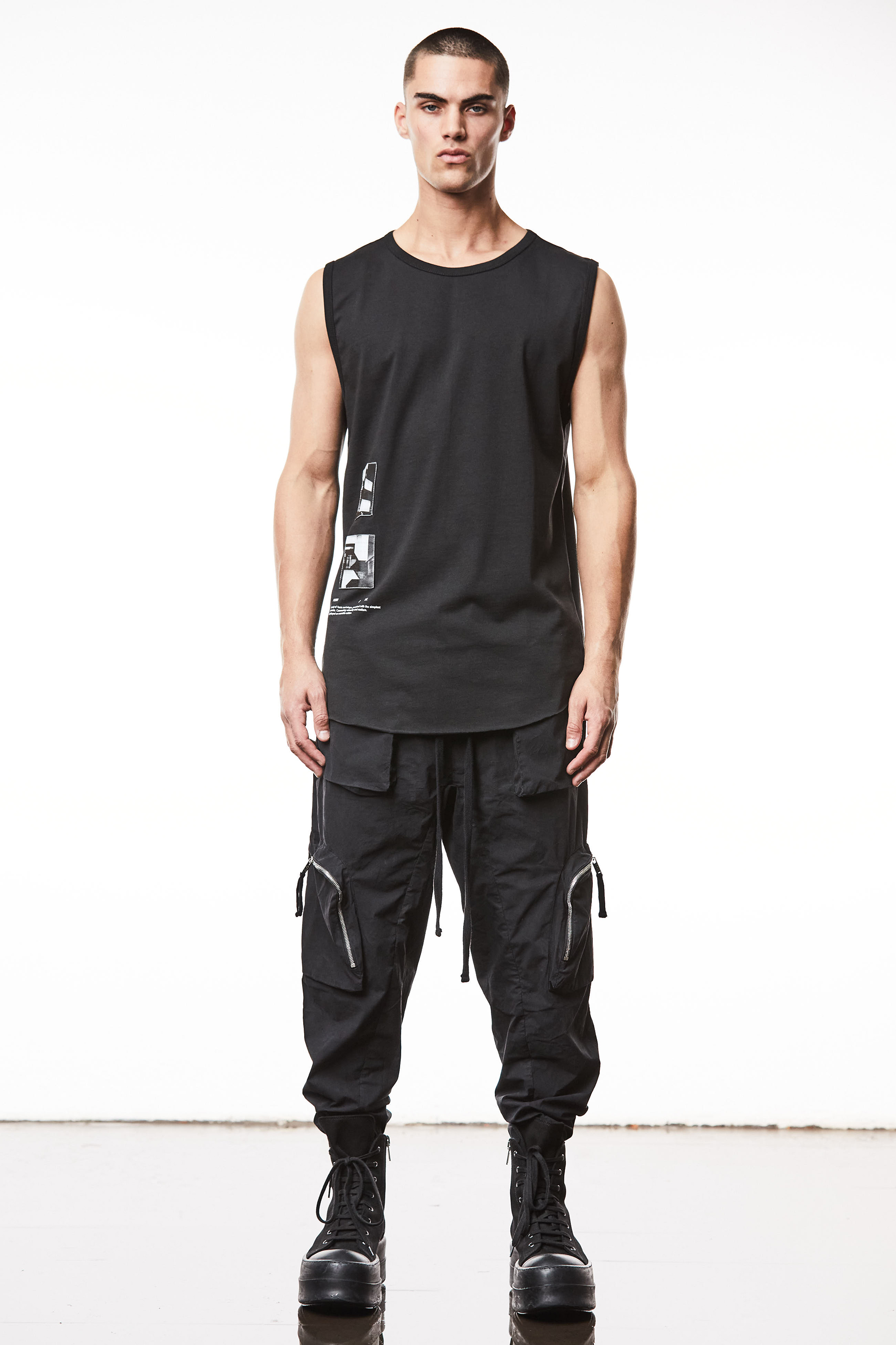 THOM KROM Dropped Crotch Washed Crashed Cotton Stretch Cargo Pants THOM KROM Dropped Crotch Washed Crashed Cotton Stretch Cargo Pants