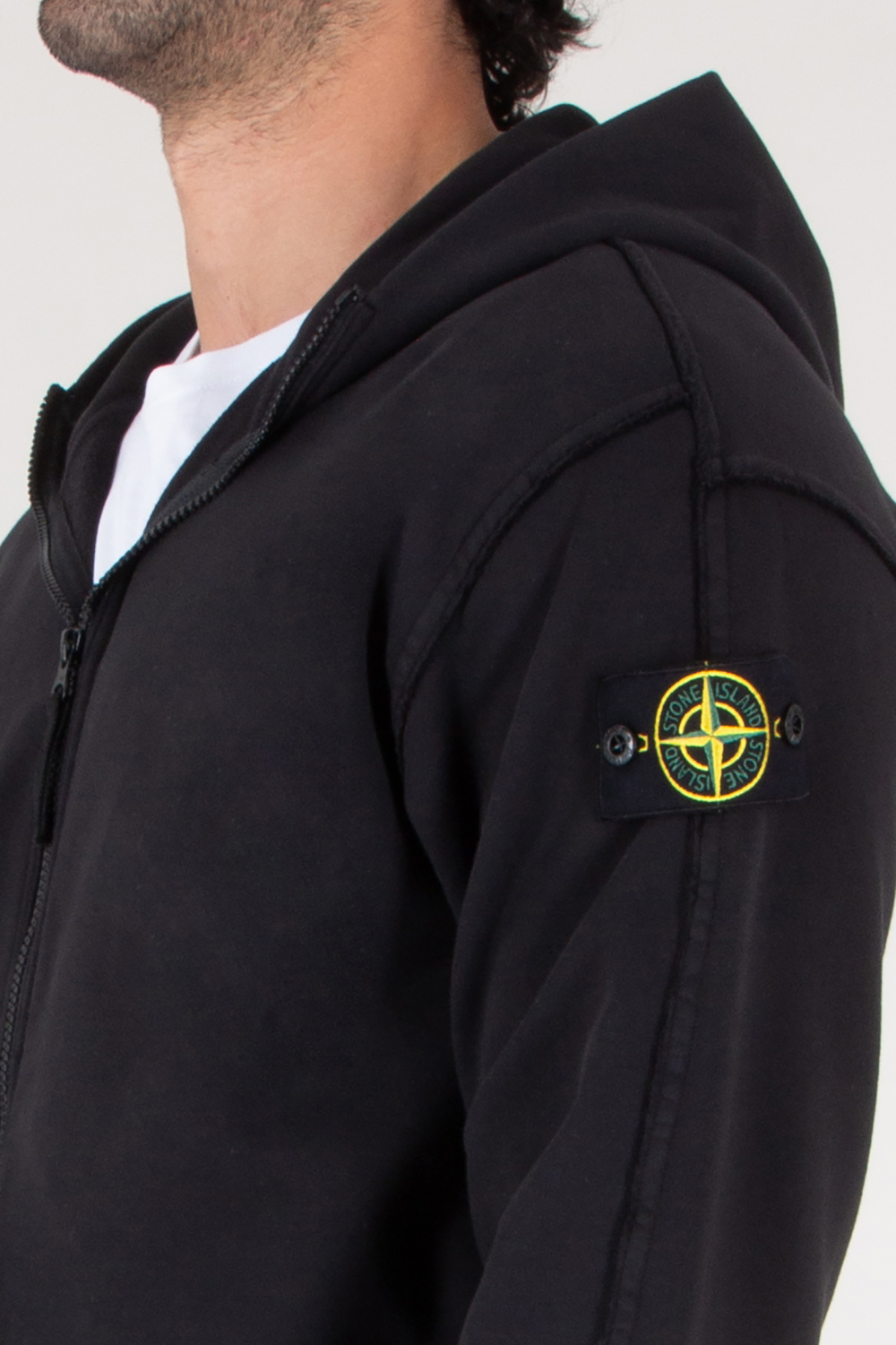 STONE ISLAND Regular Fit Cropped Zip-Up Hoodie