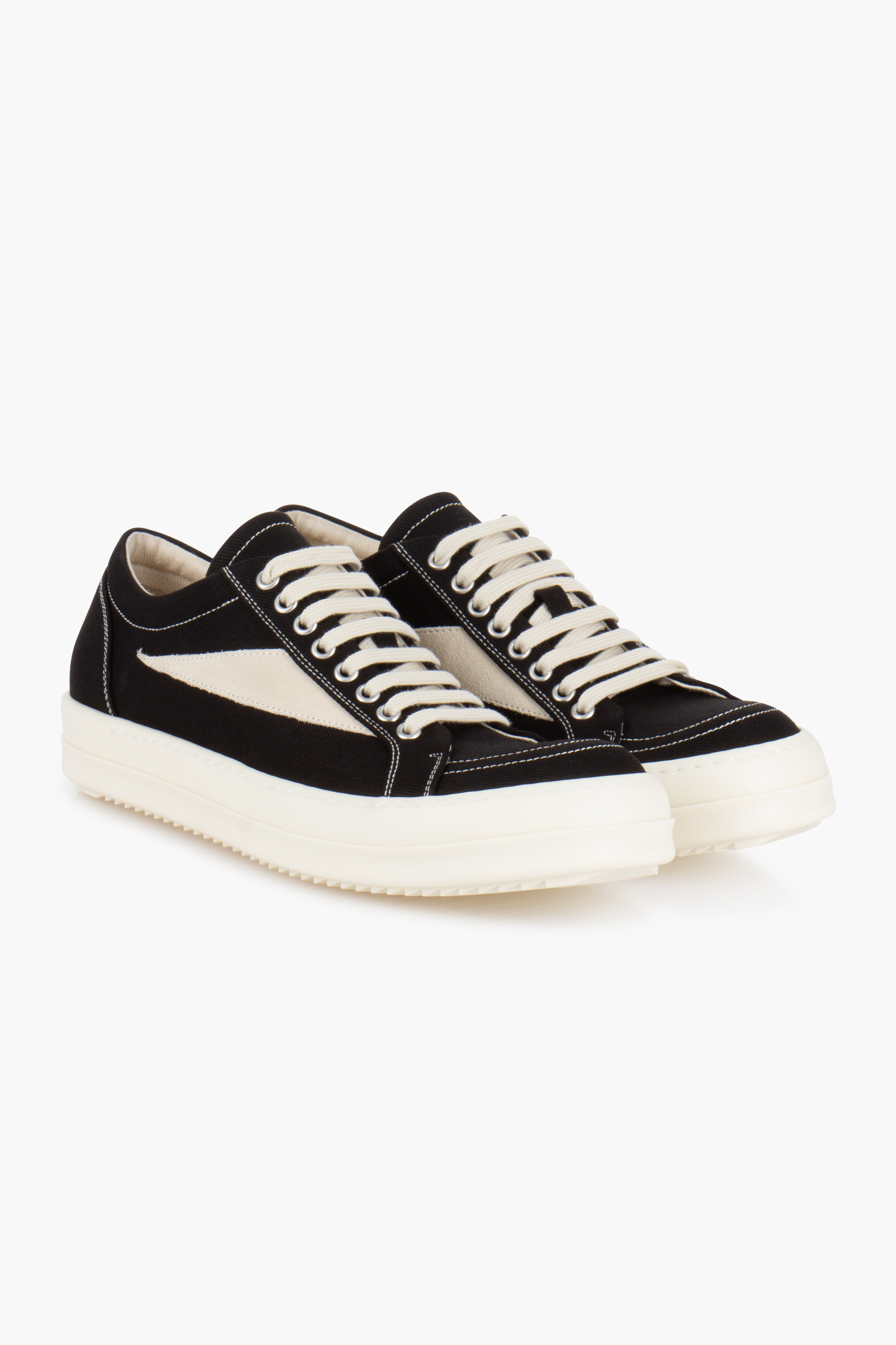 RICK OWENS DRKSHDW Overdyed Denim & Suede Vintage Sneakers Bekleidung, Schuhwerk, Schuh, Sneaker, Leinwand