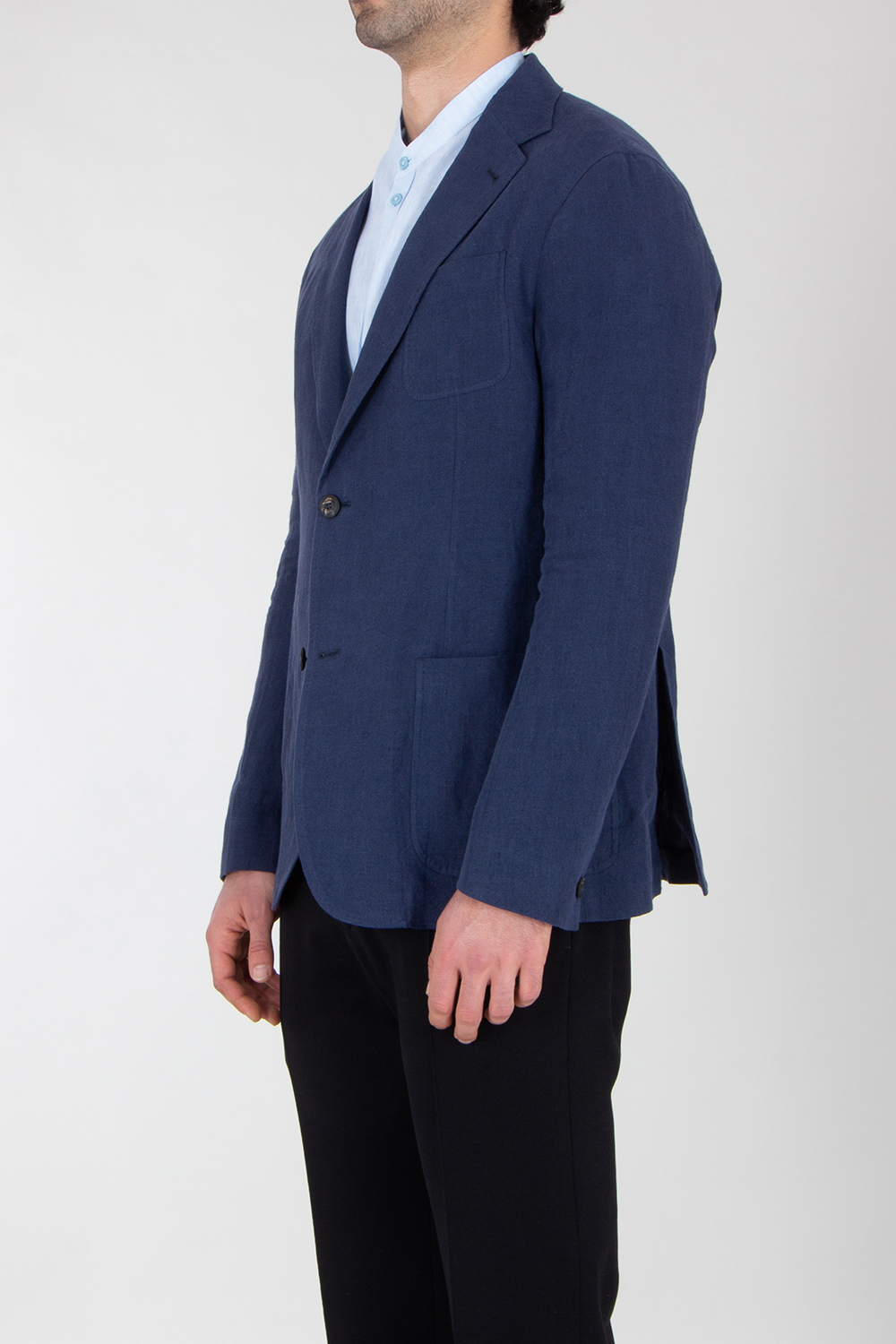 EMPORIO ARMANI Regular Fit Single-breasted Blazer In Washed Linen 