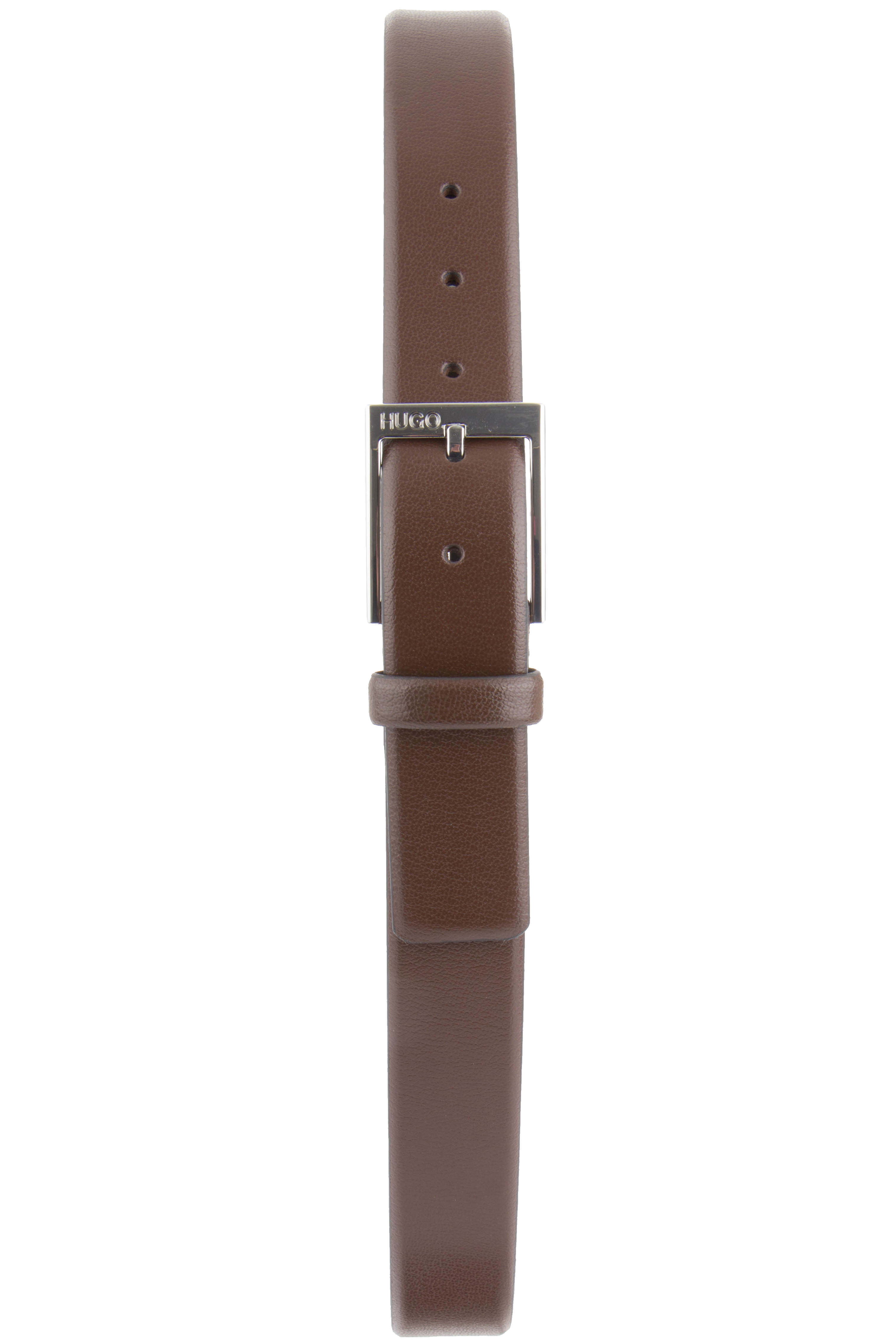 HUGO Grained Leather Belt With Logo-Engraved Buckle