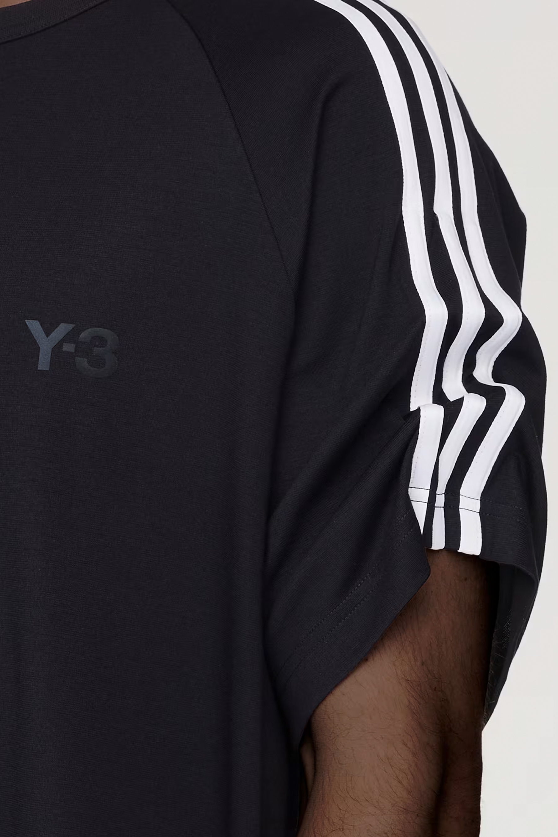 Y-3 Loose Fit Lyocell-Wool Stretch Blend 3-Stripes Wire T-Shirt T-shirt, Hemd, Ärmel, Mann, Person
