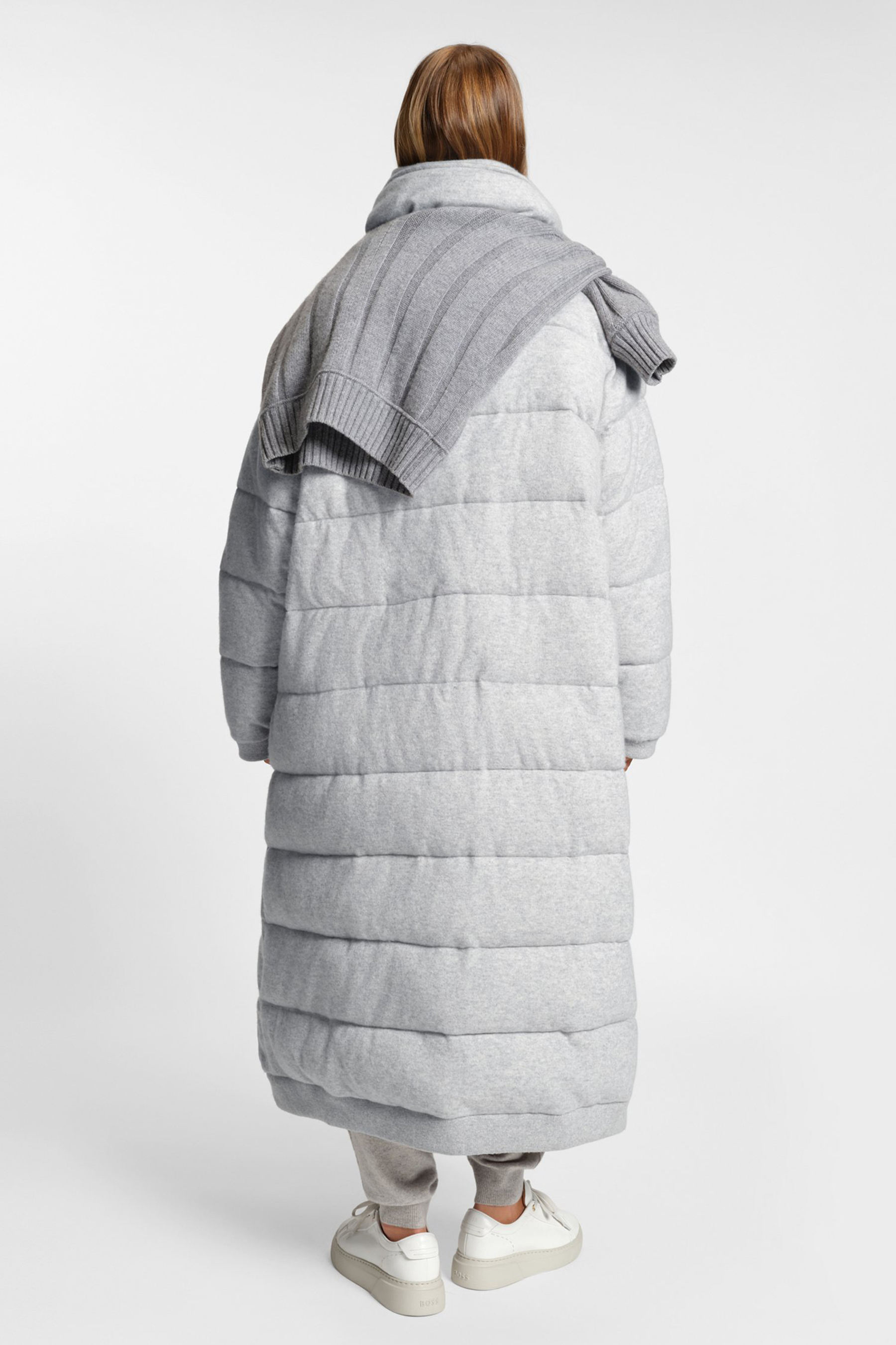 BOSS Relaxed Fit Padded Virgin Wool-Cashmere Blend Knitted Coat Fuyork Bekleidung, Mantel, Jacke