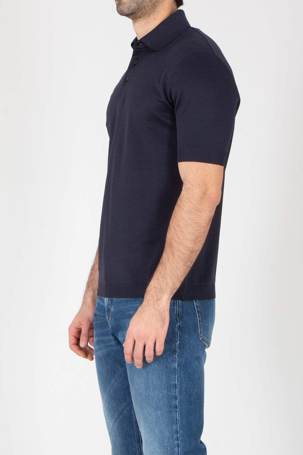 HERNO Regular Fit Cotton Jersey Knit Effect Polo Shirt