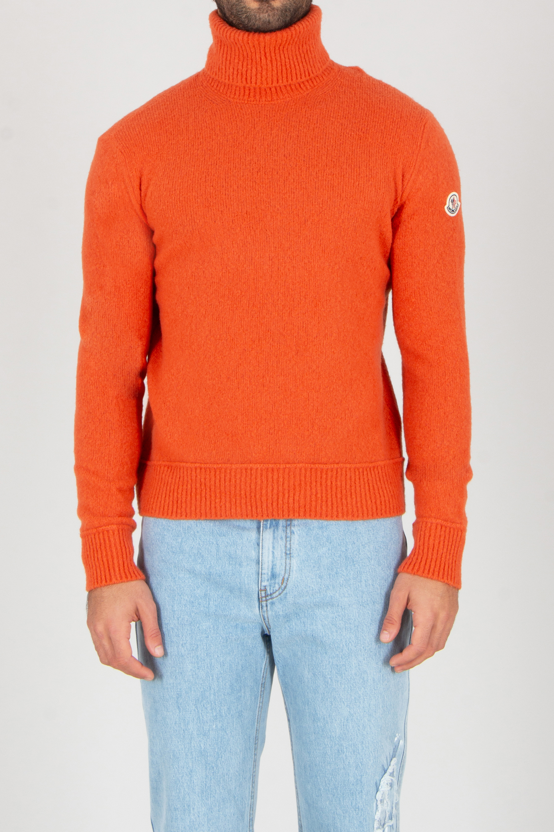 MONCLER Regular Fit Virgin Wool Blend Turtleneck Sweater